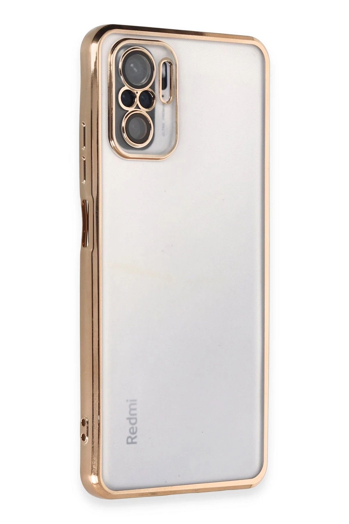 NewFace Xiaomi Redmi Note 10 Kılıf Lensli Silikon - Gold NRMSA