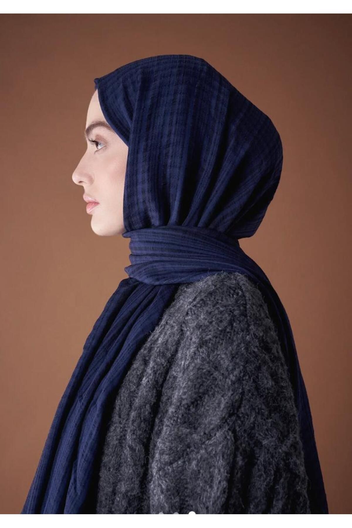 Modakaşmir-Σάλι Aminenesil Misto Cotton Navy Blue 3