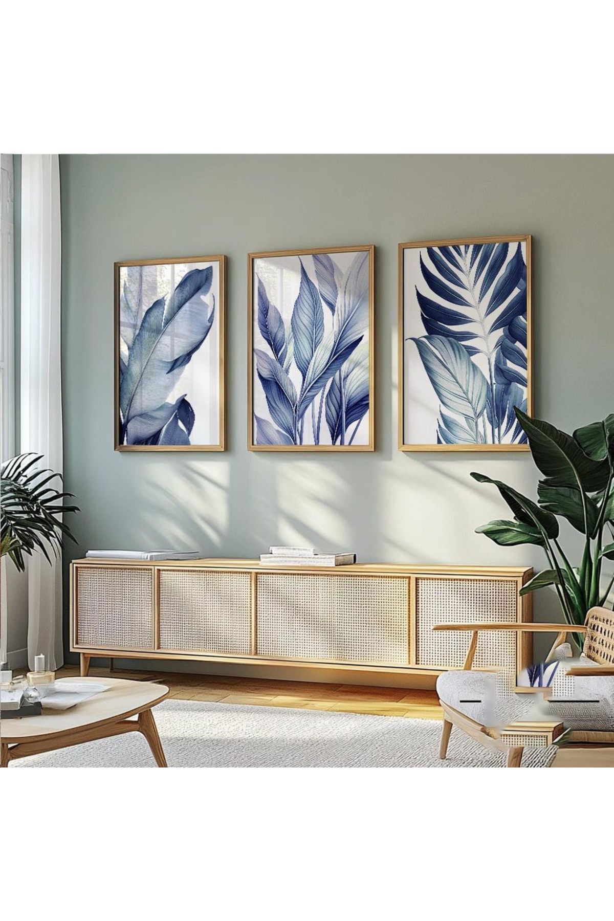 Dekorsiahome 3 Parça Ahşap Çerçeveli Oturma Odası Salon Mutfak Tablo Seti SET3071