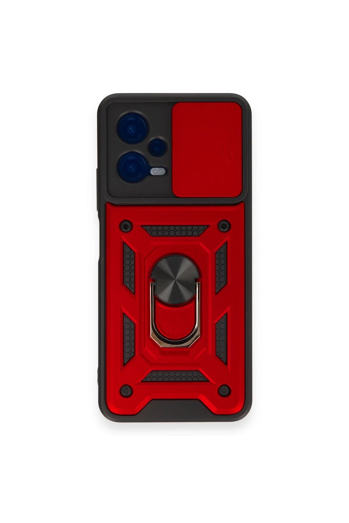 NewFace Xiaomi Redmi Note 12 4G Kılıf Pars Lens Yüzüklü Silikon - Kırmızı GLSTD