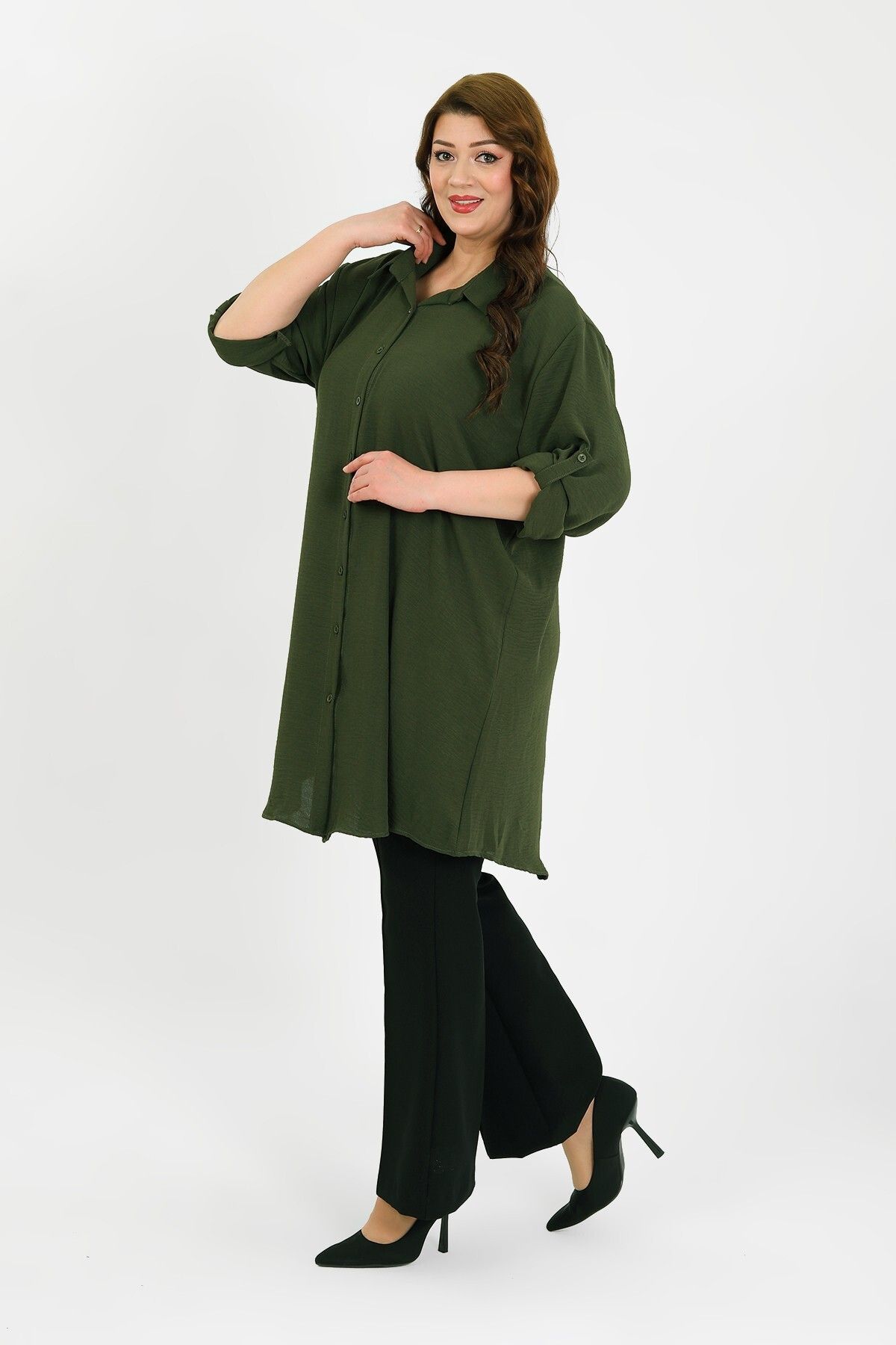 By Alba Collection KADIN HAKİ AYROBİN BÜYÜK BEDEN TUNİK