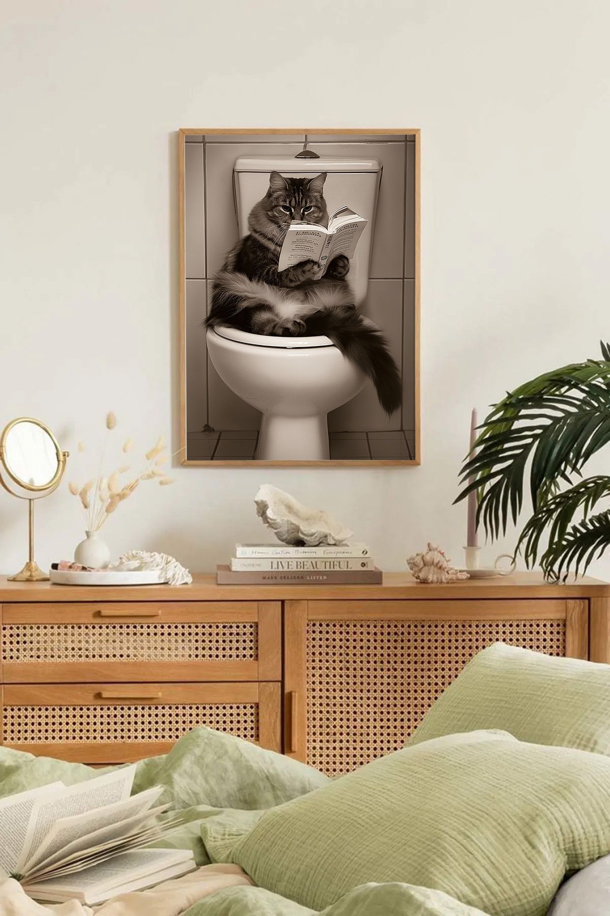 Dekorsiahome Tek Parça Ahşap Çerçeveli Oturma Odası Salon Mutfak Tablo TK0243