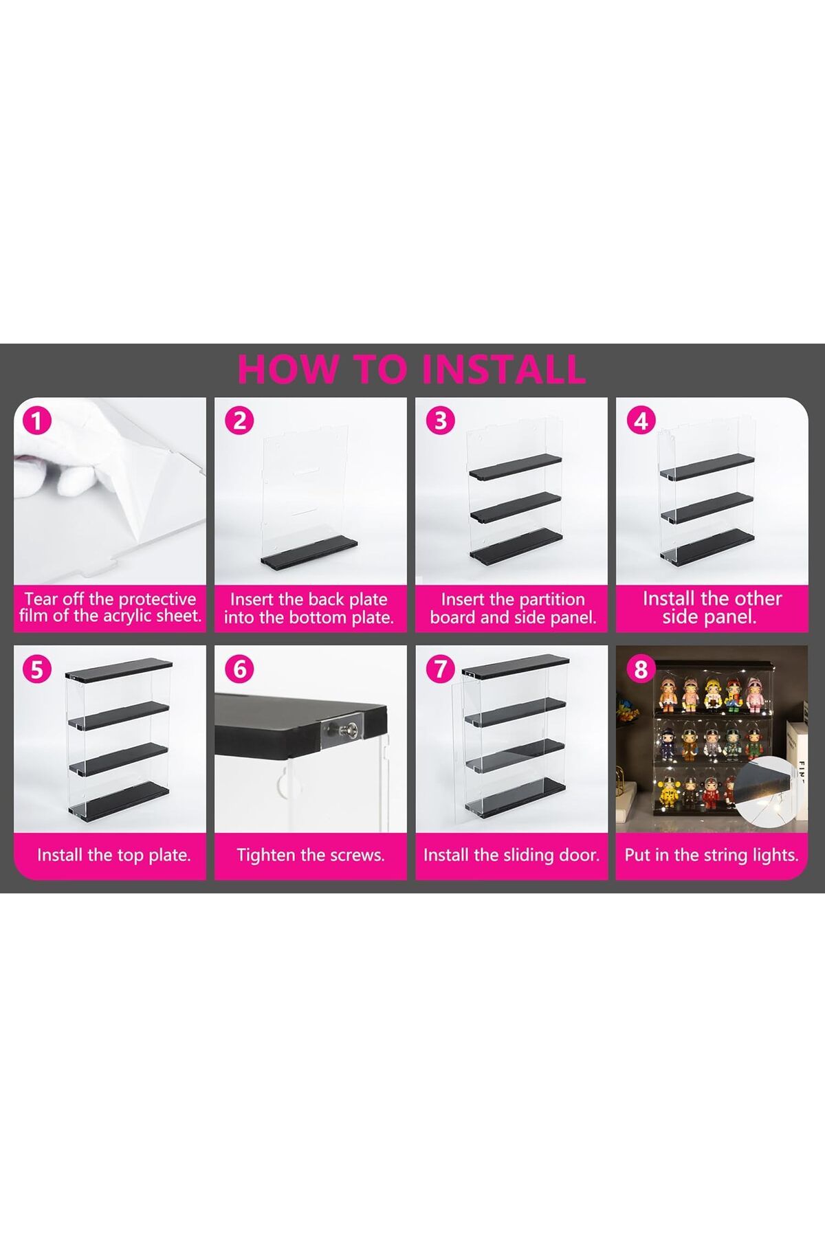 Generic-Acrylic Display Case, Shelves Clear Floating Wall Shelf Display (11.8"L x 3.3"W x 14.8"H) 7