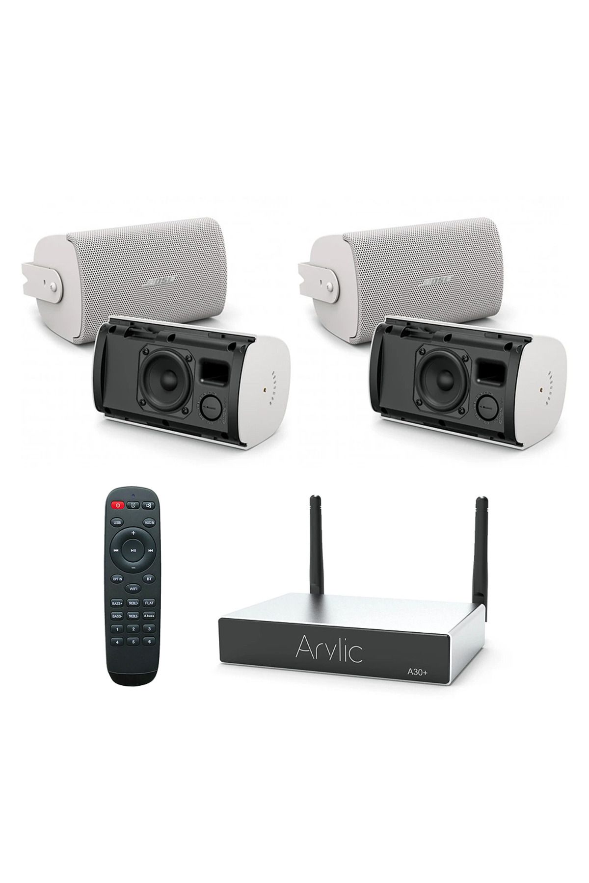 Bose Sistem 4 Boxe Aplicate Fs2se Alb Cu Amplificator Arylic A30 , Wi-fi, Bluetooth - One Size