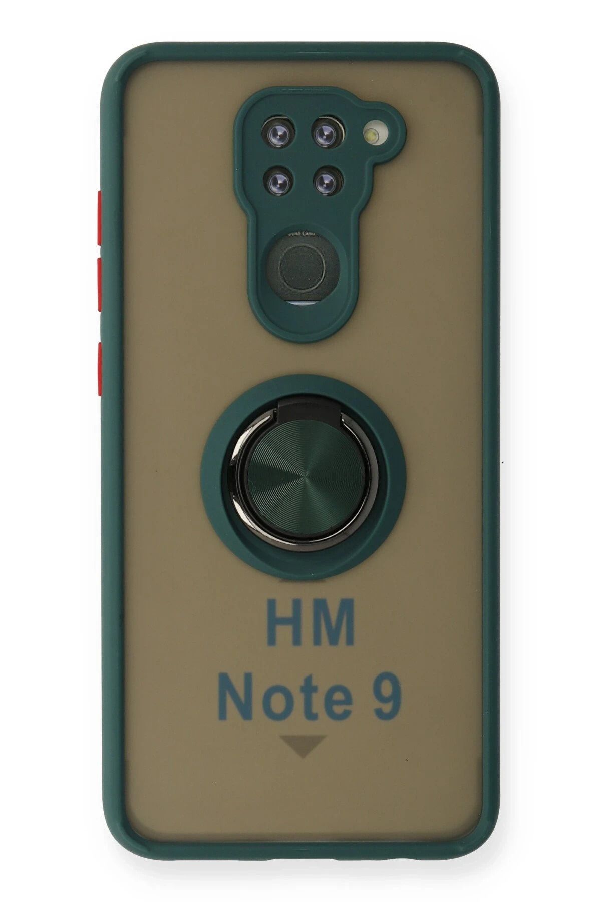 NewFace Xiaomi Redmi Note 9 Kılıf Montreal Yüzüklü Silikon Kapak - Yeşil GLSTD