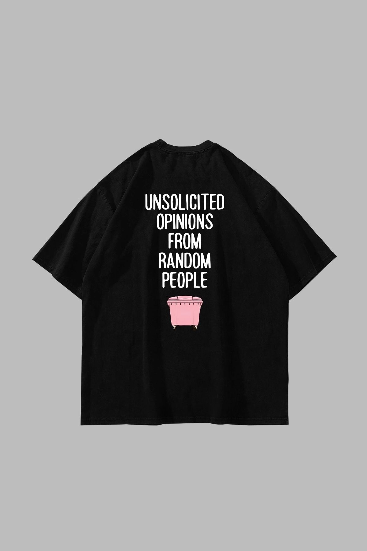 Sekizbiraltı Trash İdeas Baskılı Oversize Unisex Siyah Tshirt
