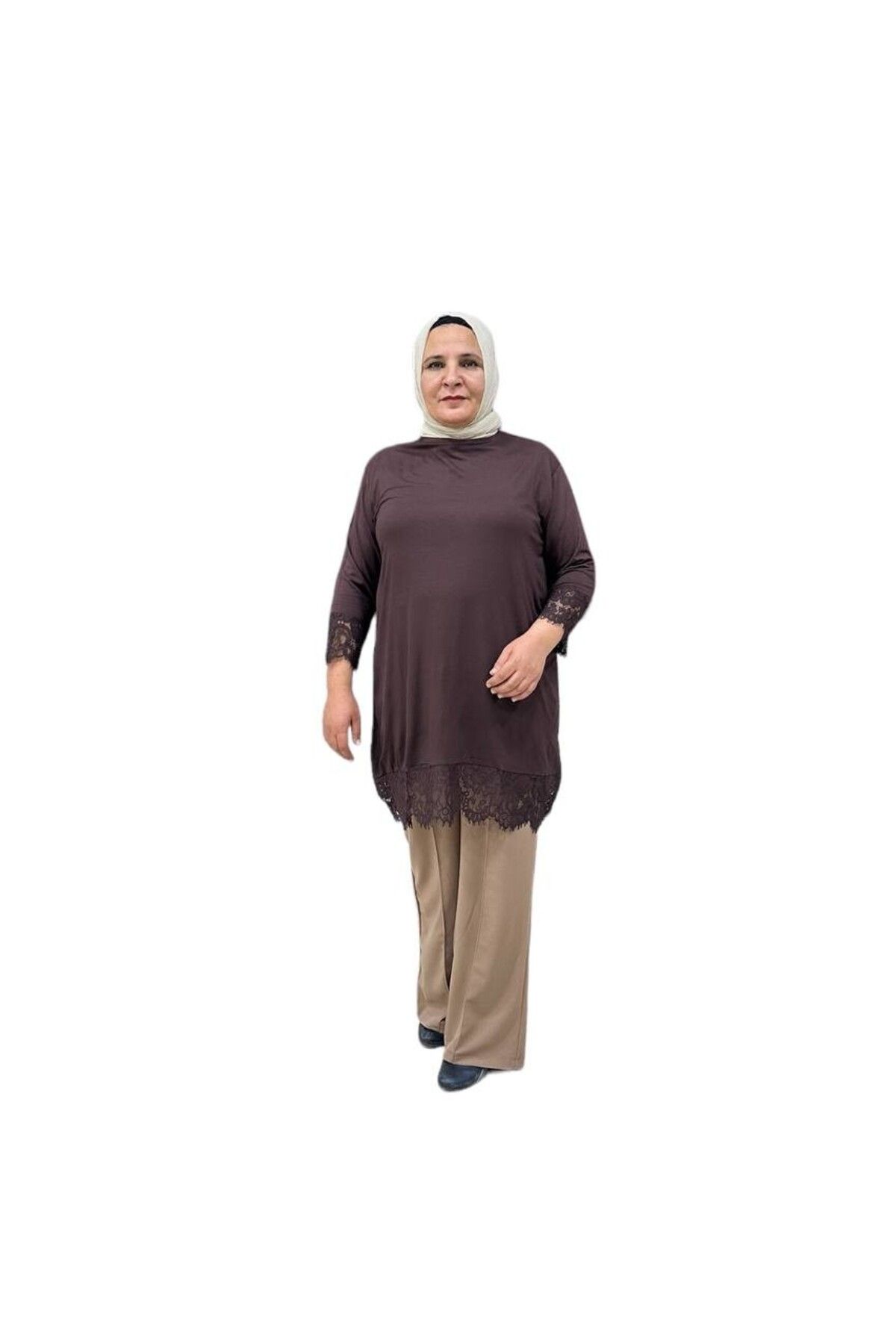 Sevda Kılınç Büyük Beden Dantelli Tunik
