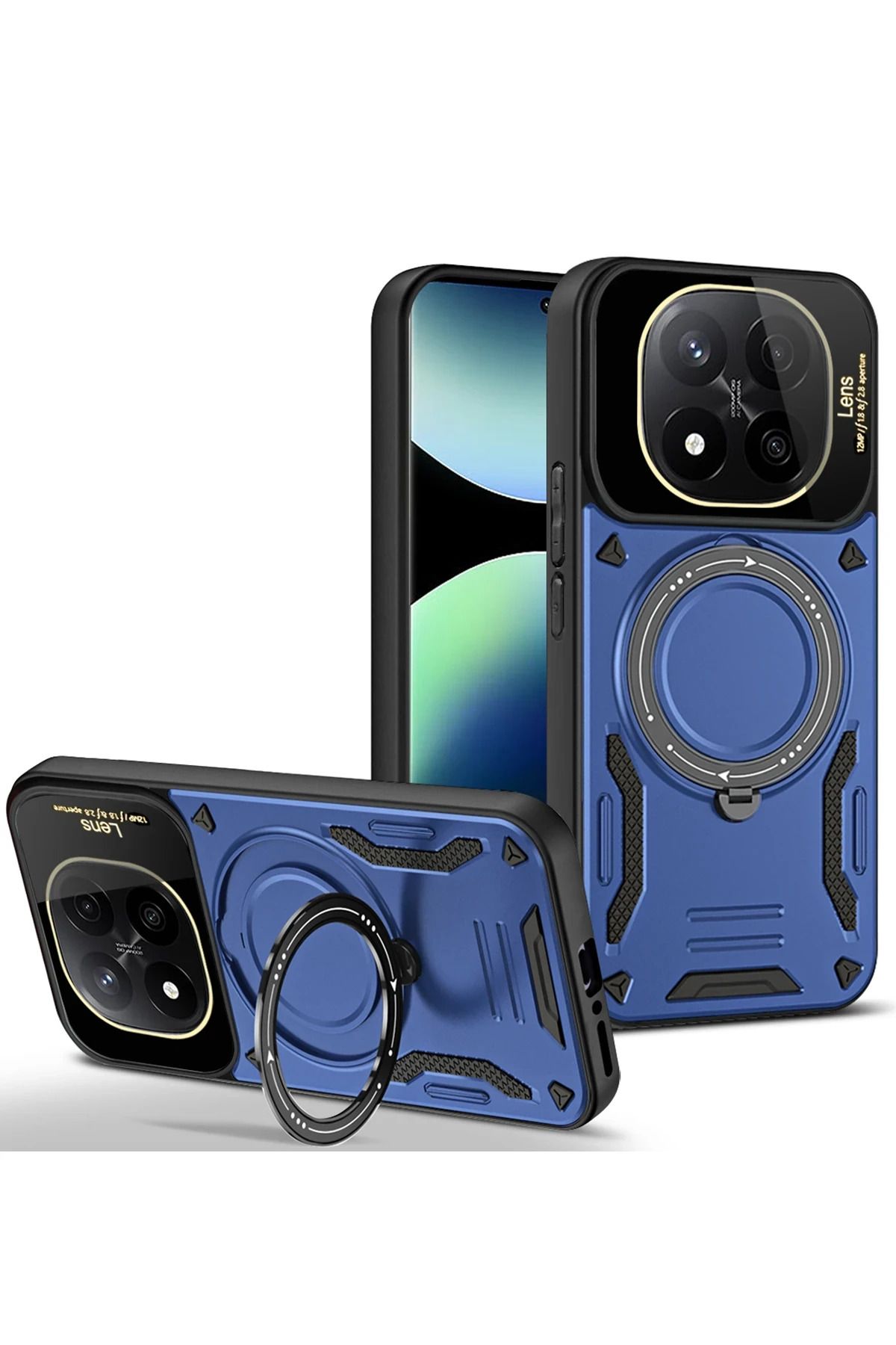 NewFace Xiaomi Redmi Note 14 Pro 5G Kılıf Joy Lens Standlı Kapak - Lacivert YNSMR