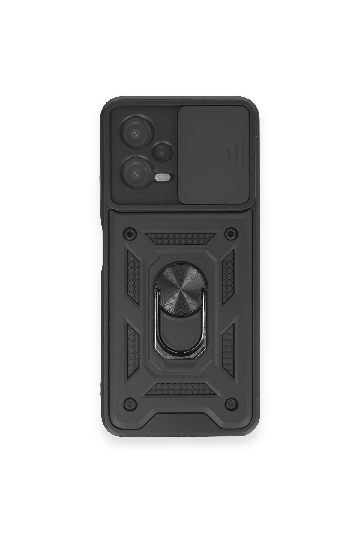 NewFace Xiaomi Redmi Note 12 4G Kılıf Pars Lens Yüzüklü Silikon - Siyah YNSMR