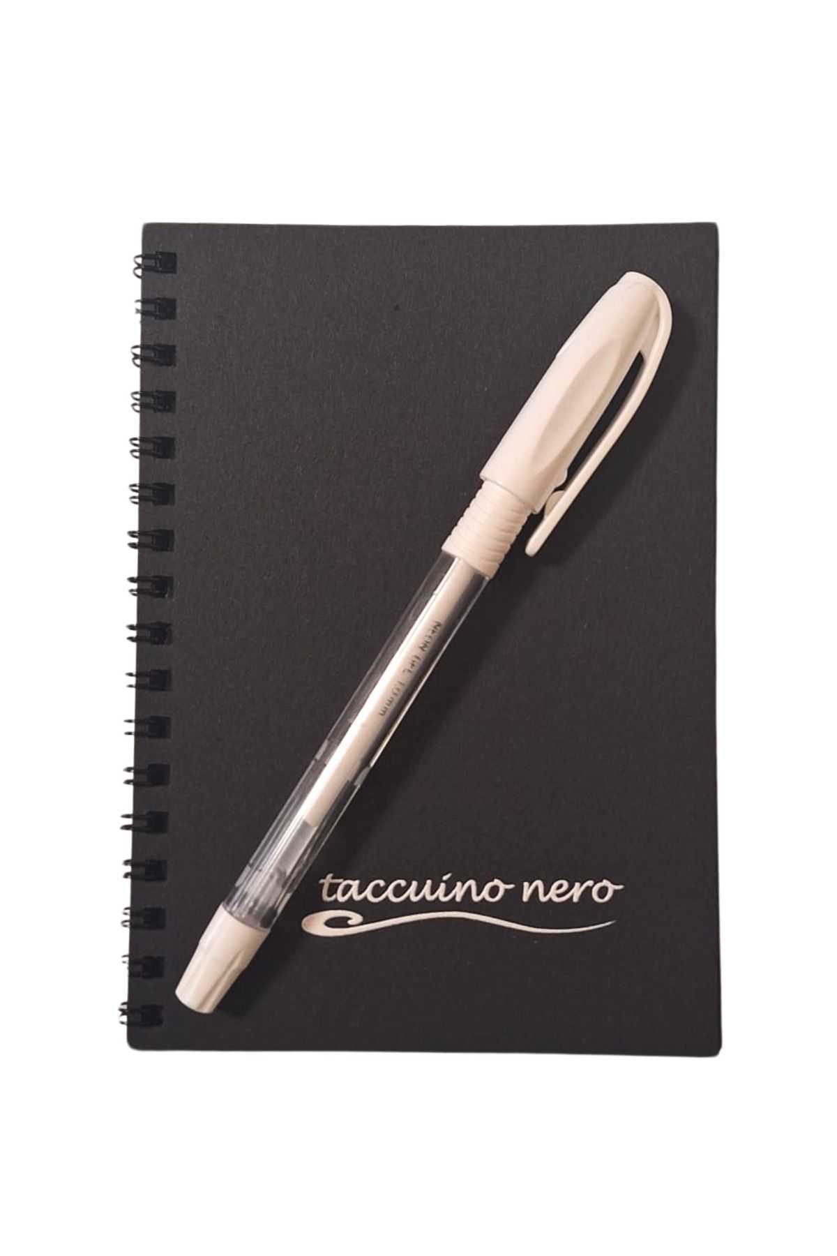Barker Fresia Black Book A6 Tel Dikişli Siyah Defter Pensan Beyaz Kalem (SET)