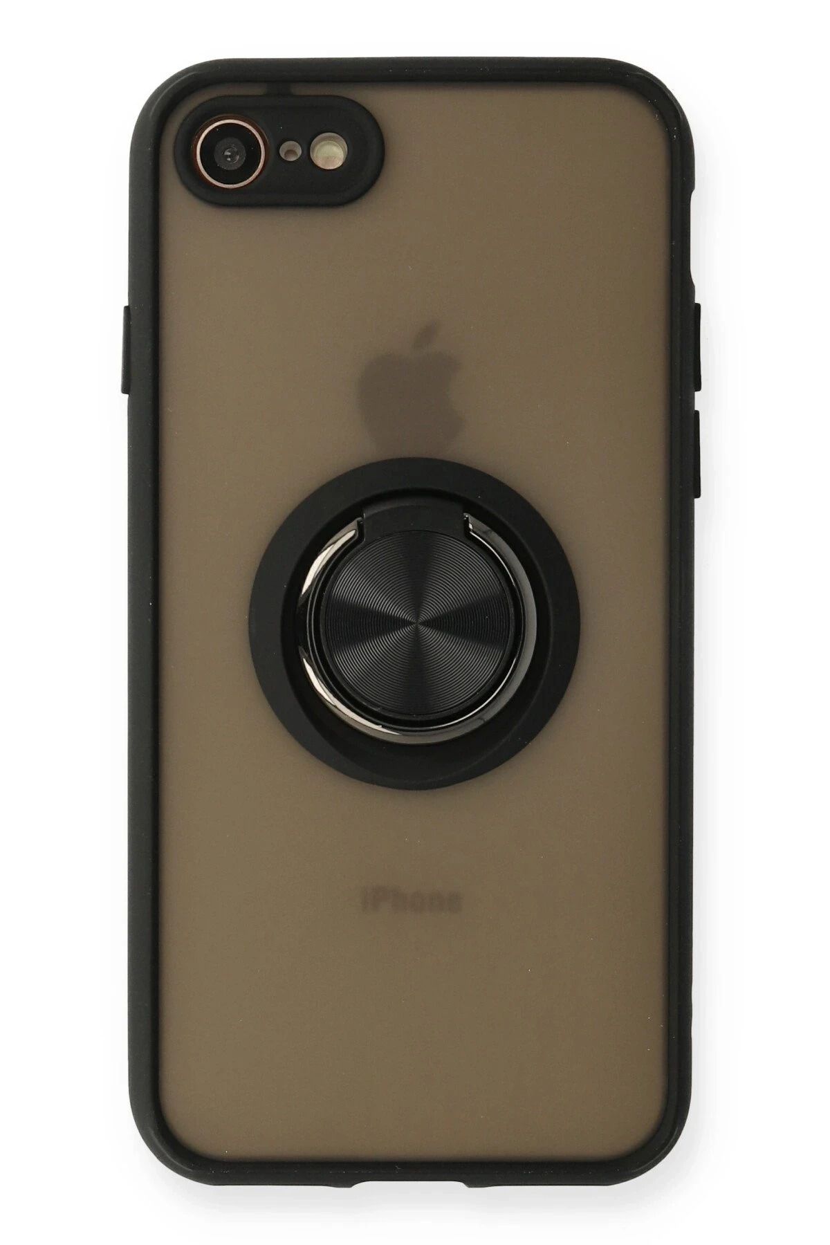 NewFace iPhone 7 Kılıf Montreal Yüzüklü Silikon Kapak - Siyah LZWDR
