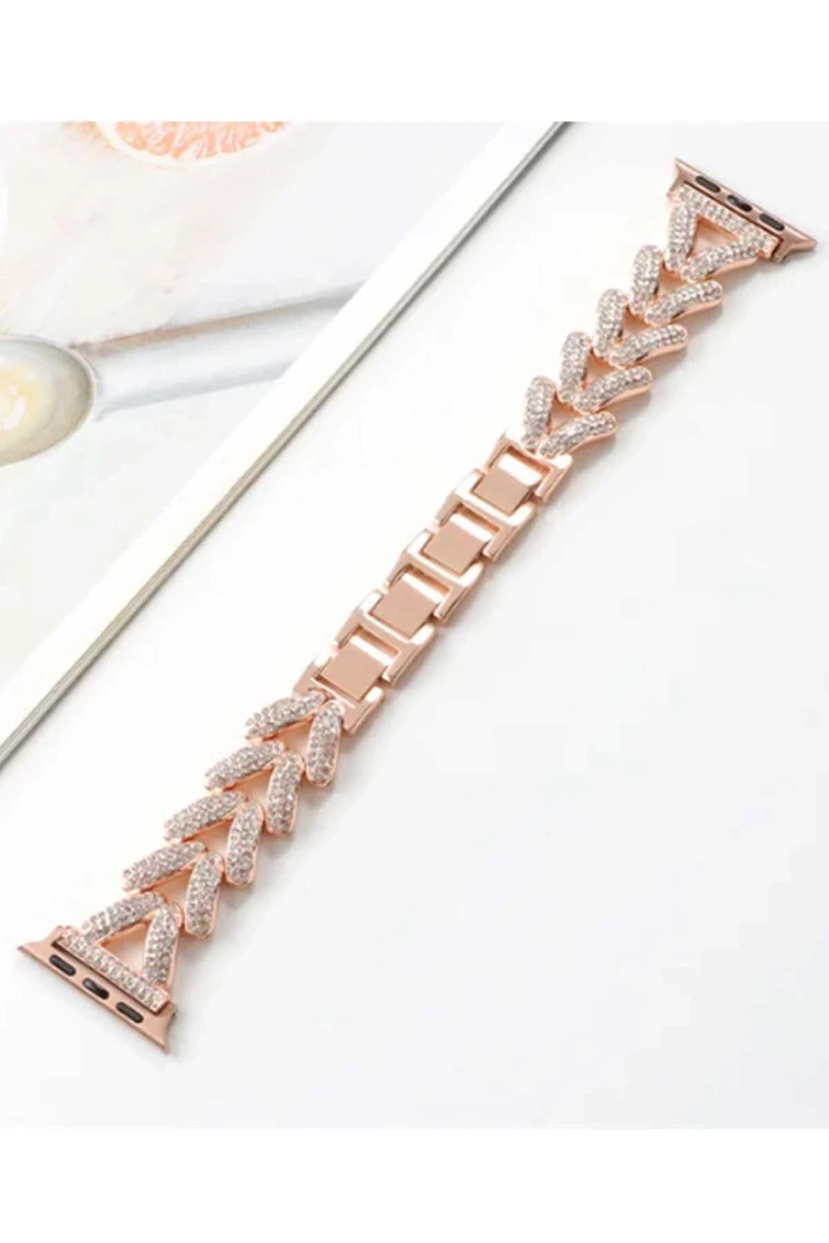 NewFace Apple Watch 42mm Node Taşlı Kordon - Rose Gold JOJUA