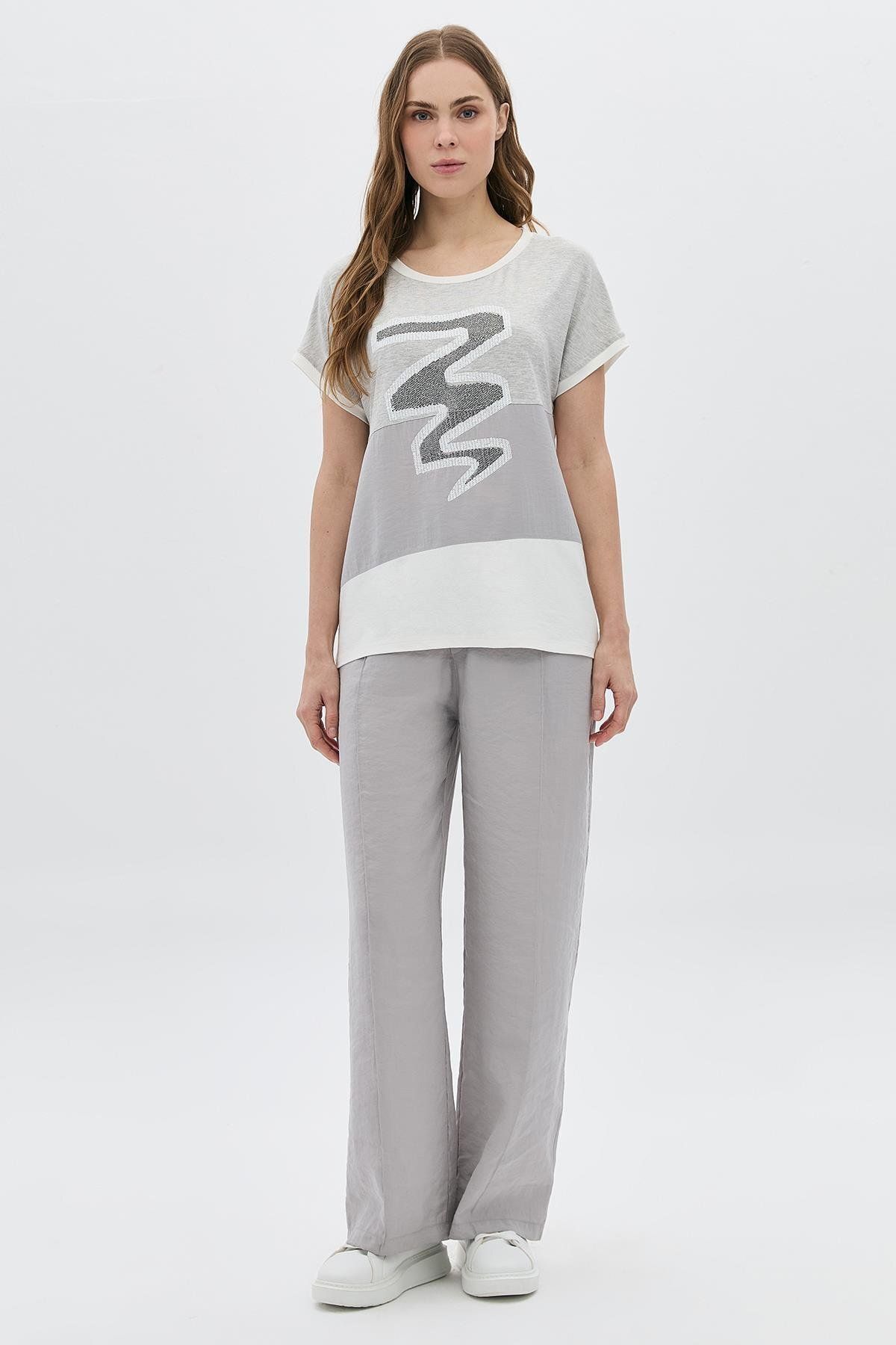 DAIDO Parçalı Bsn ve Taşlı T-Shirt