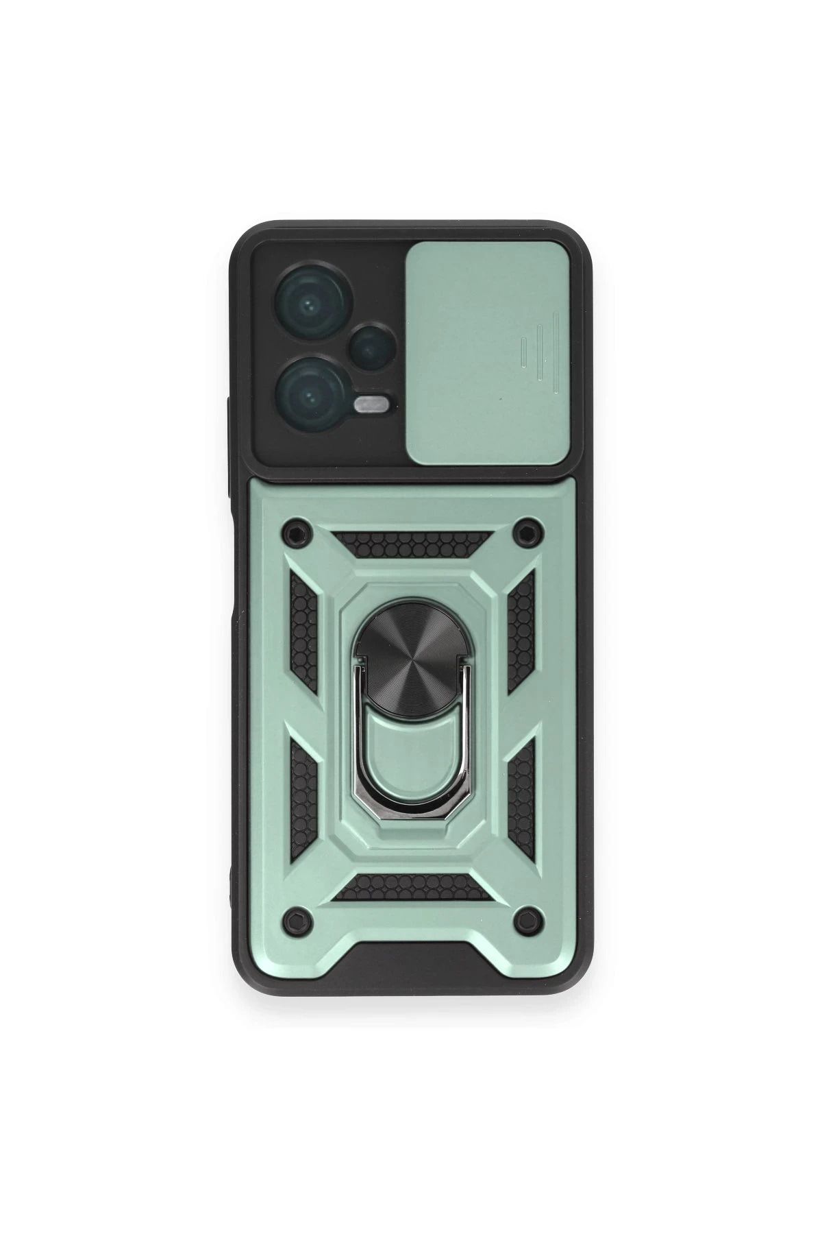 NewFace Xiaomi Redmi Note 12 4G Kılıf Pars Lens Yüzüklü Silikon - Yeşil GLSTD