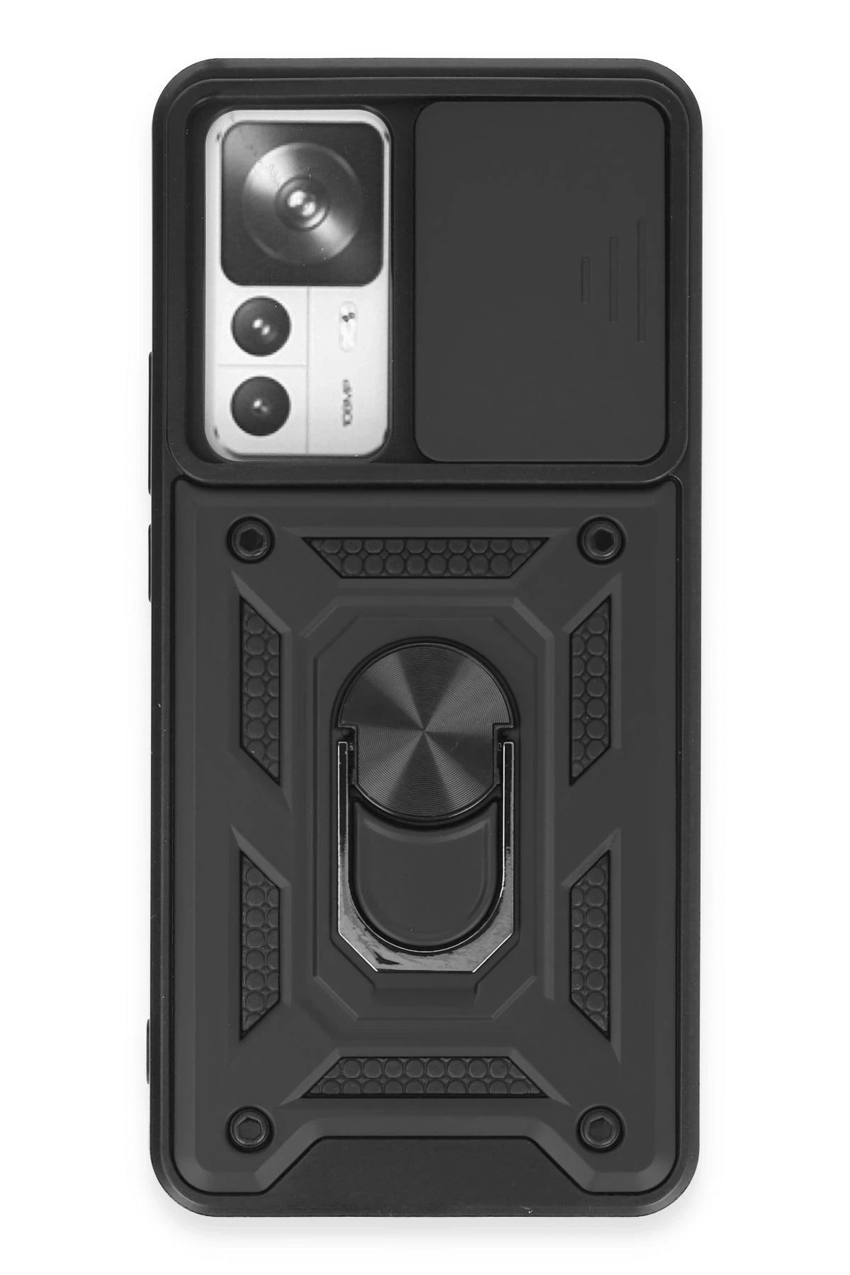 NewFace Xiaomi Mi 12T Pro Kılıf Pars Lens Yüzüklü Silikon - Siyah YNSMR