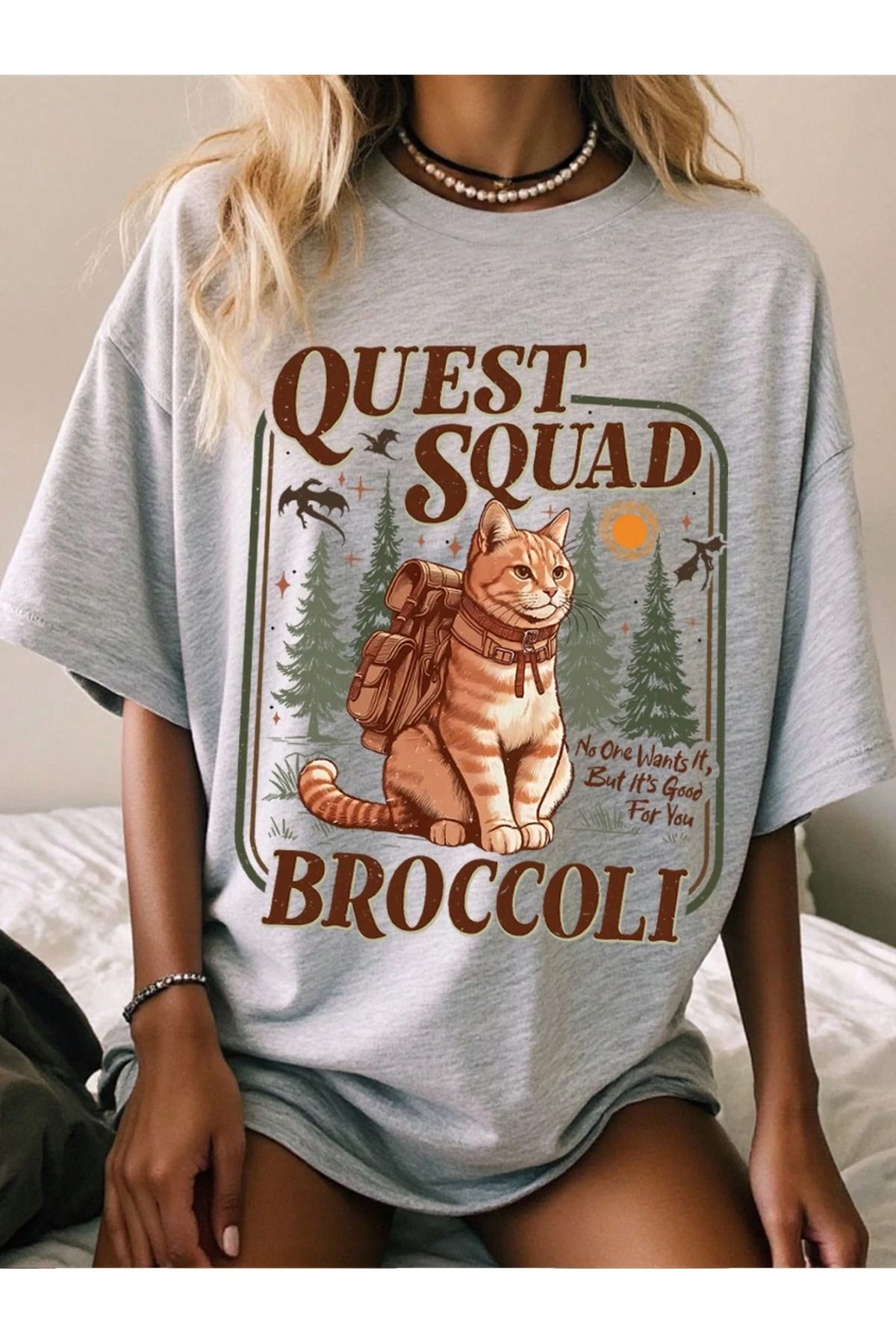 JANSO GROUP - KADIN KISA KOLLU TSHIRT BASKILI OVERSİZE 08 GRİ
