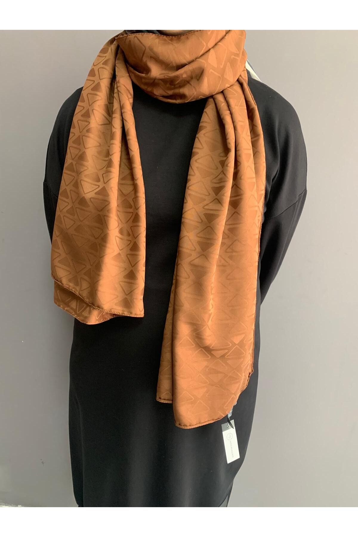 Modakaşmir-Silky Jacquard Triangle Pattern Shawl 8