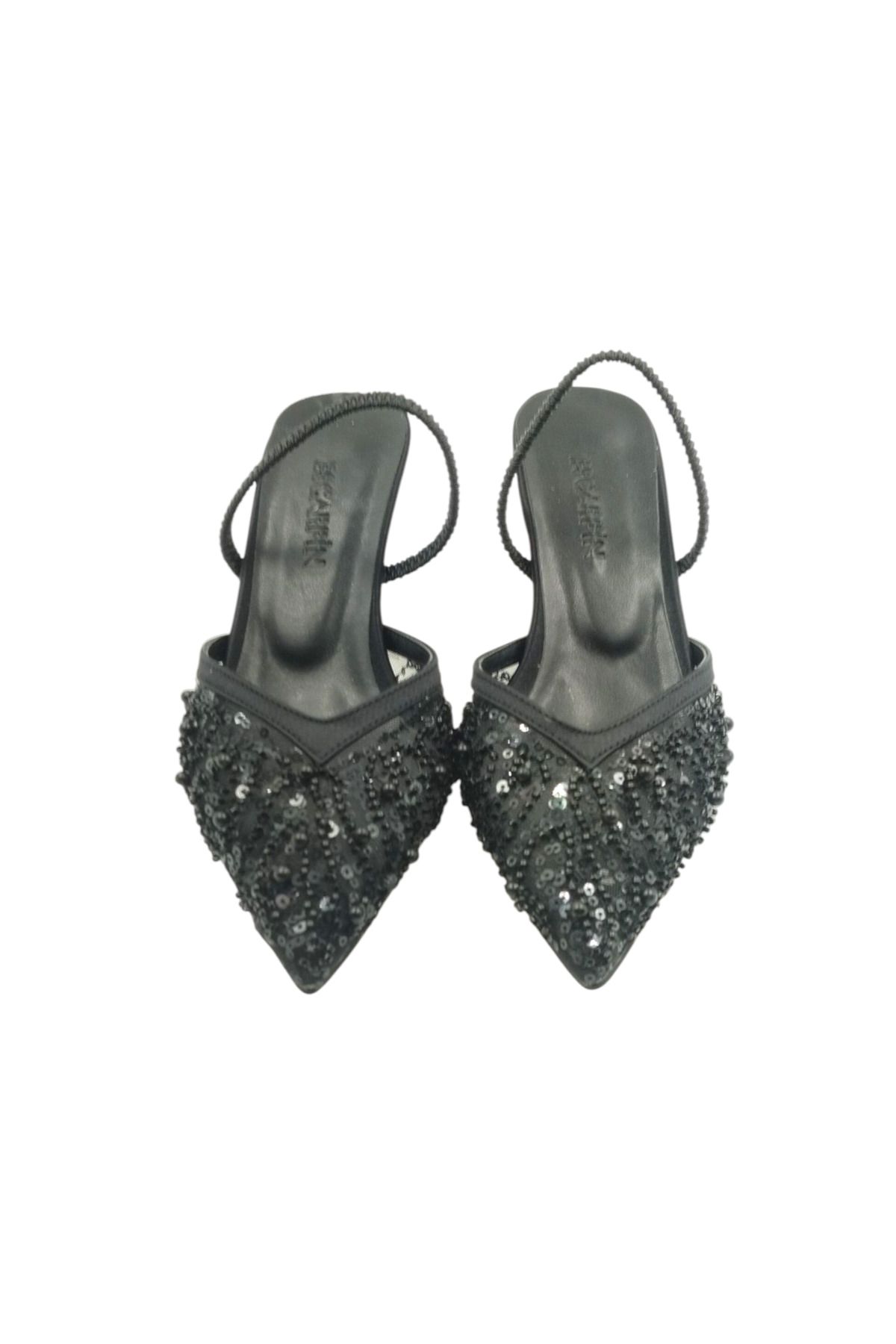 Escarpinshoes KADIN TOPUKLU ARKA AÇIK BURUN KAPALI BONCUK İŞLEMELİ ABİYE AYAKKABI