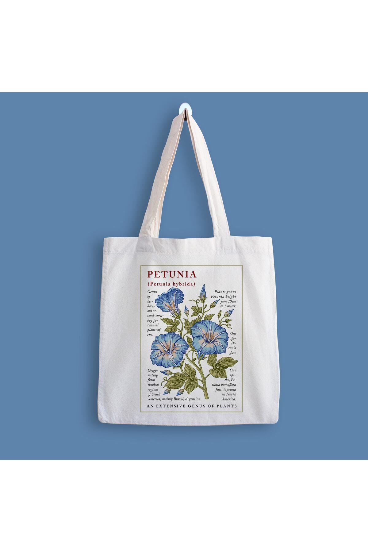 BİBANAPROMOSYON Petunia Flower Baskılı Bez Çanta