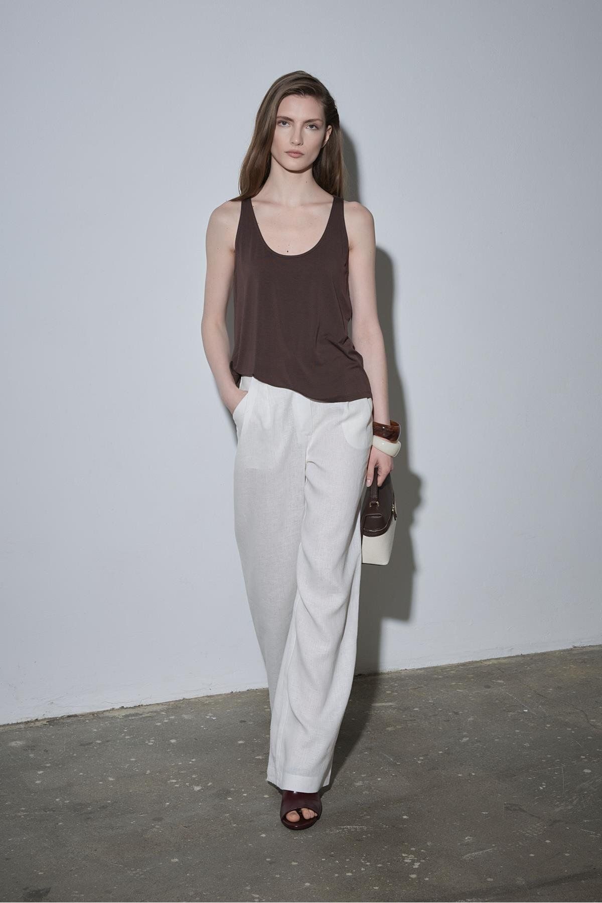 Suud Collection Kahverengi Agni Basic Bluz