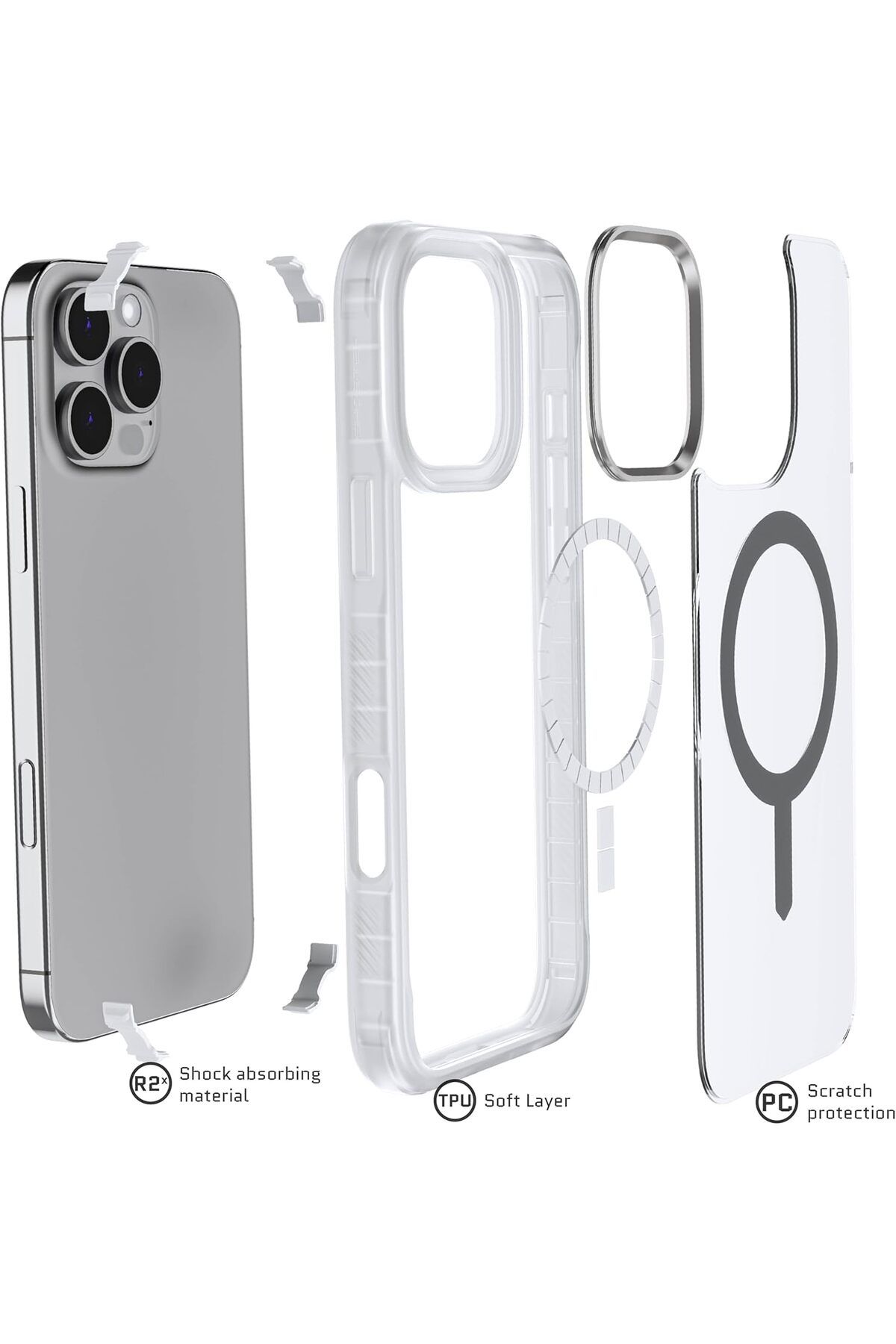 Ghostek-جراب شفاف مخفي لهاتف iPhone 16 Pro Max، متوافق مع Apple MagSafe Silicone Fusion Slim Shoc 9