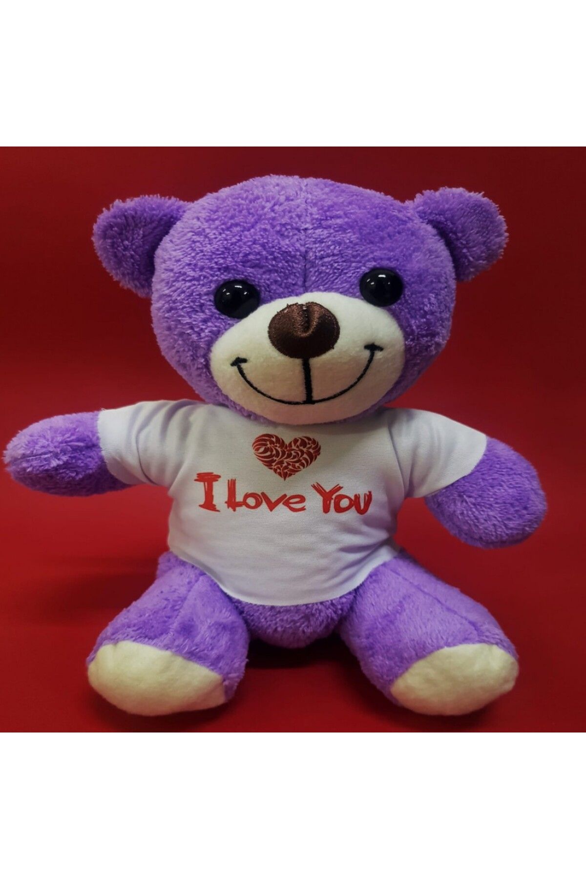 Store I Love You Tişörtlü Mor Ayı