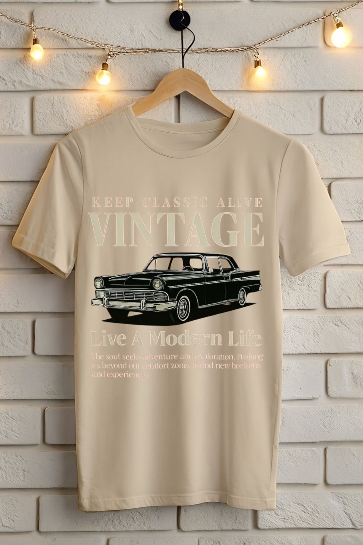 ModaSphere Vintage Baskılı Unisex Oversize Tişört