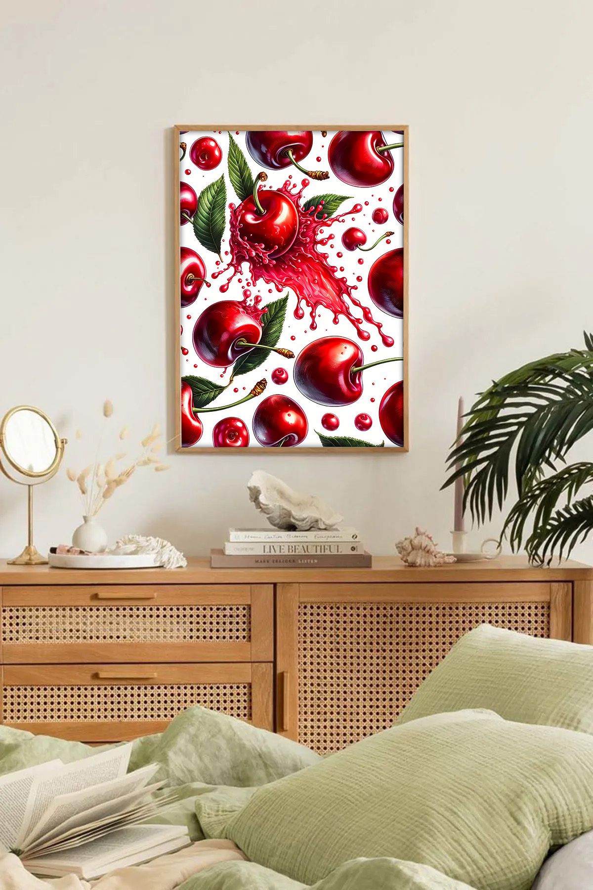 Dekorsiahome Tek Parça Ahşap Çerçeveli Oturma Odası Salon Mutfak Tablo TK0261