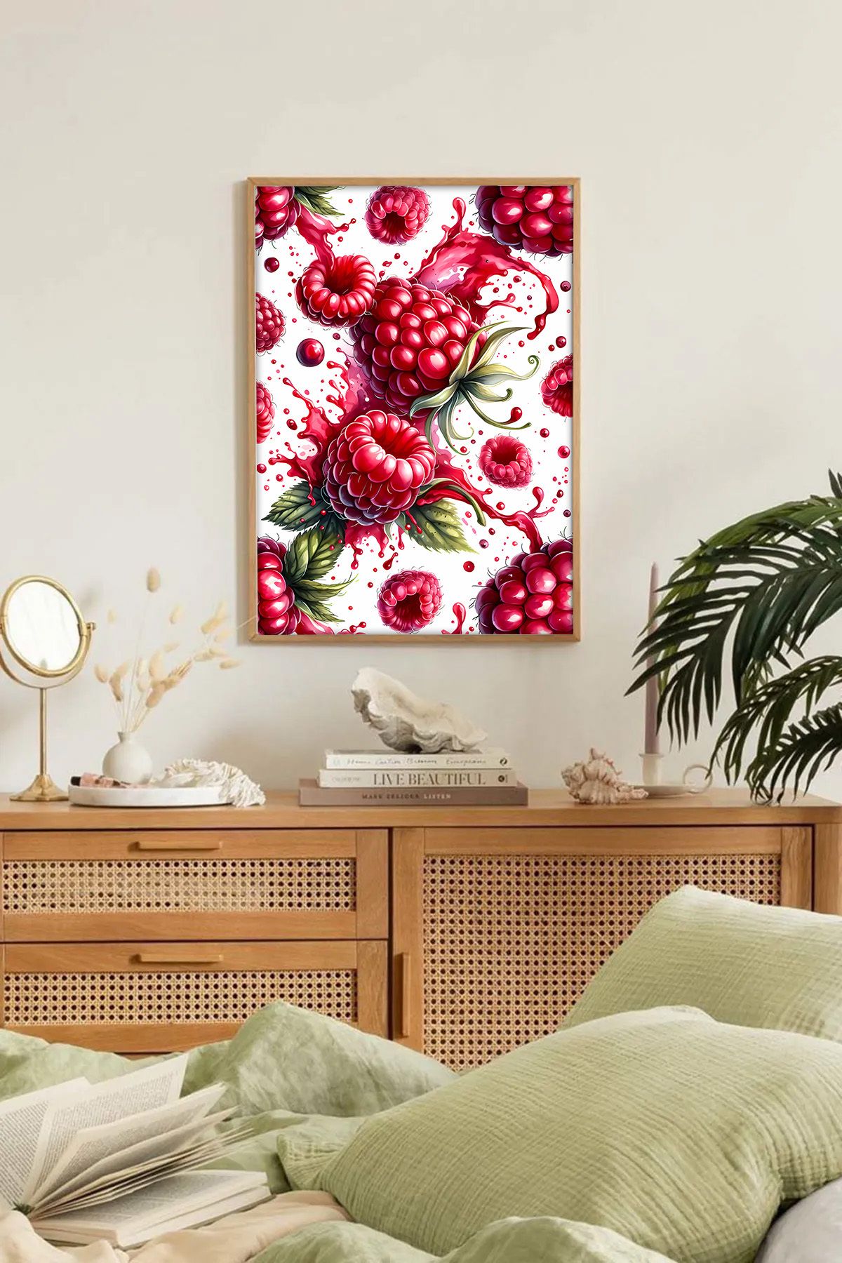 Dekorsiahome Tek Parça Ahşap Çerçeveli Oturma Odası Salon Mutfak Tablo TK0259