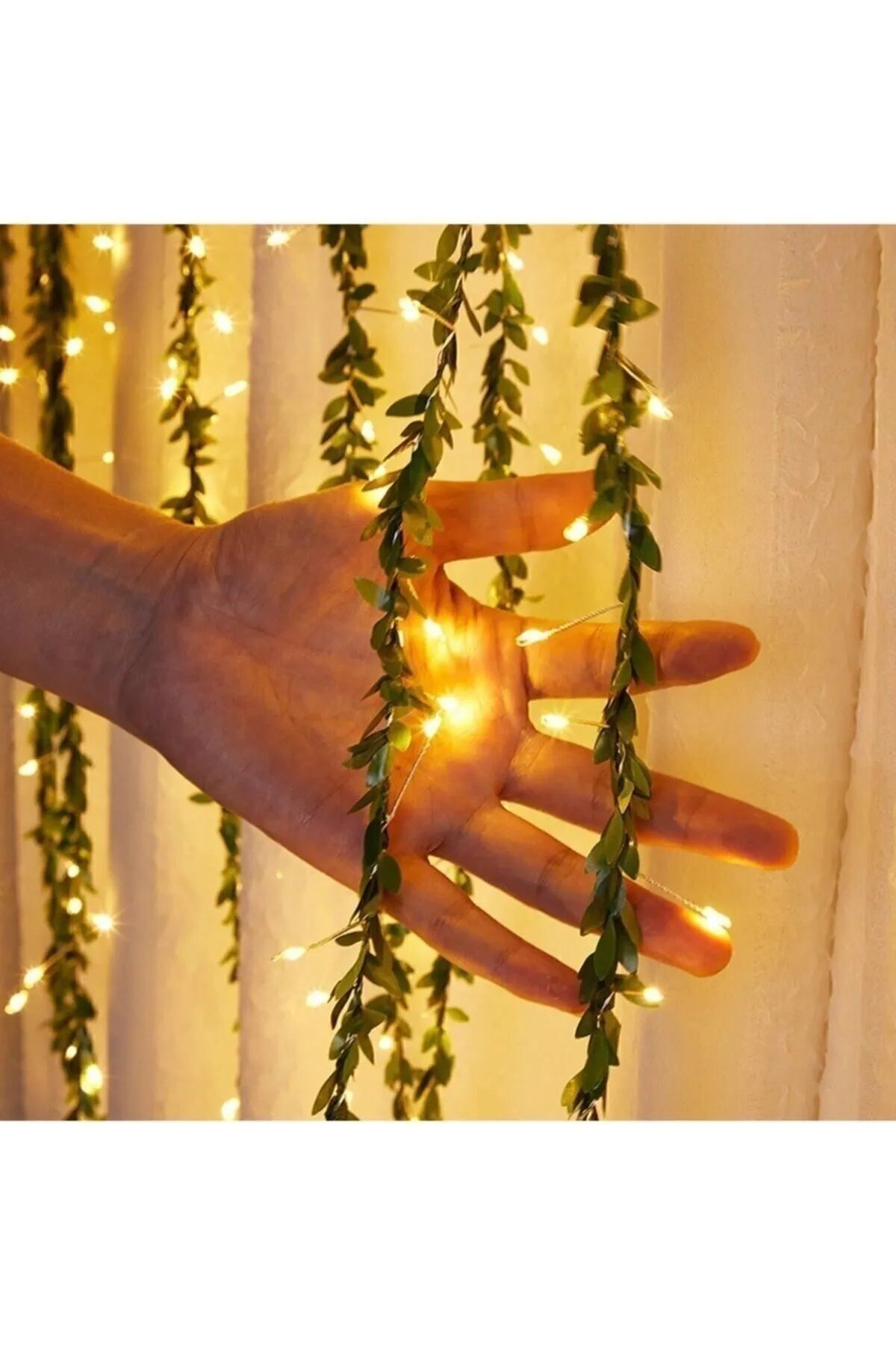 yapay çiçek evi Dekoratif Sarmaşık Işıklı Minik Şerit Yapay Yaprak Ve 5m Peri Led