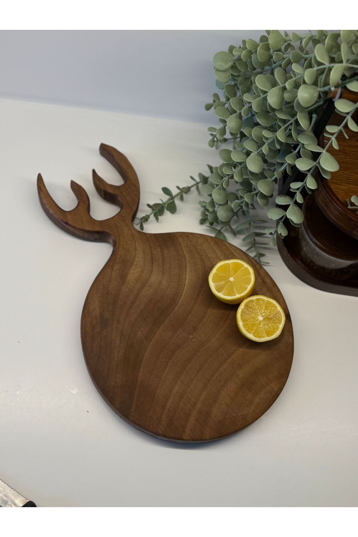 BUCOLIC Boho Geyikli Ceviz Ağacı Kesme ve Sunum Tahtası