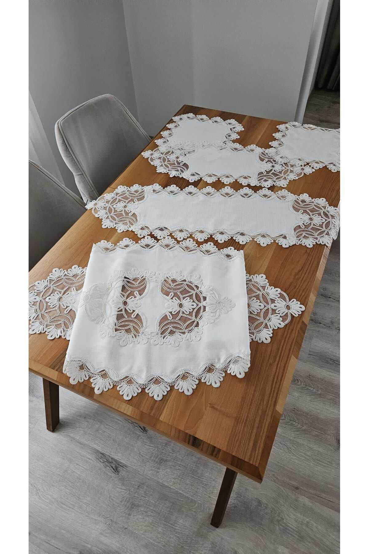 ZESA HOME Keten Üzerine Ağar Güpürlü Lüx Salon Takımları
