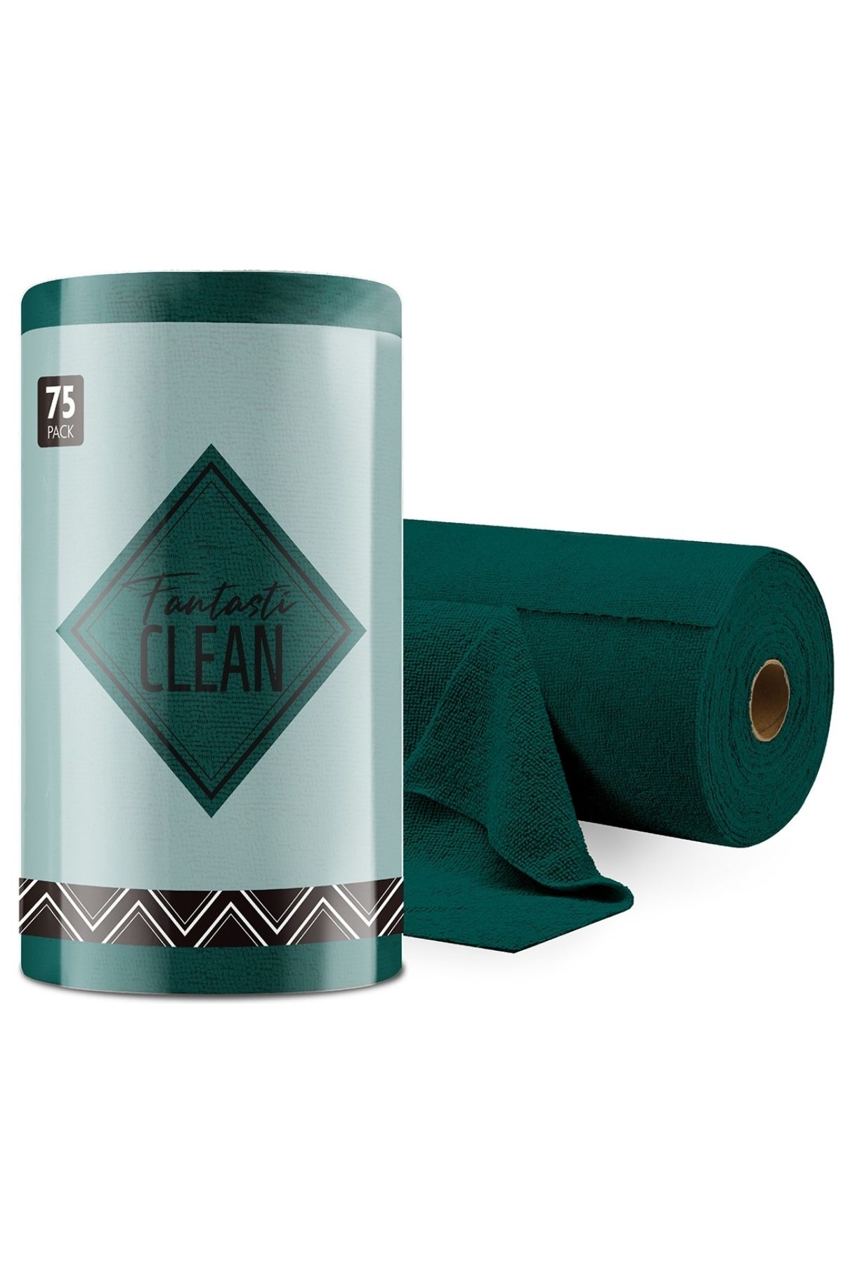 FantastiCLEAN Çok Amaçlı Rulo Mikrofiber Temizlik Bezi 30x30 75 Yapraklı Koyu Yeşil