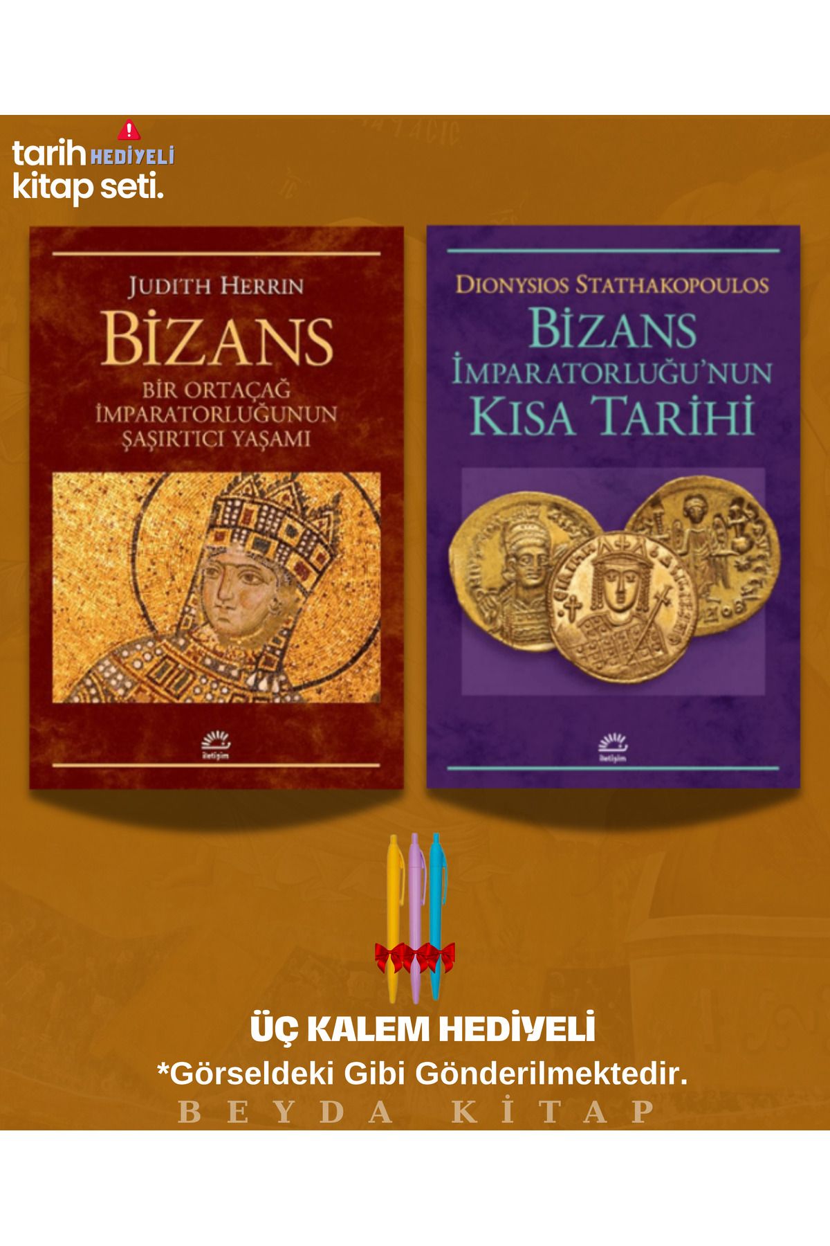 İletişim Yayınları Bizans Şaşırtıcı Yaşamı - Bizans İmparatorluğu Kısa Tarihi - Kalemli - Kitap Seti - TRİLTSYV