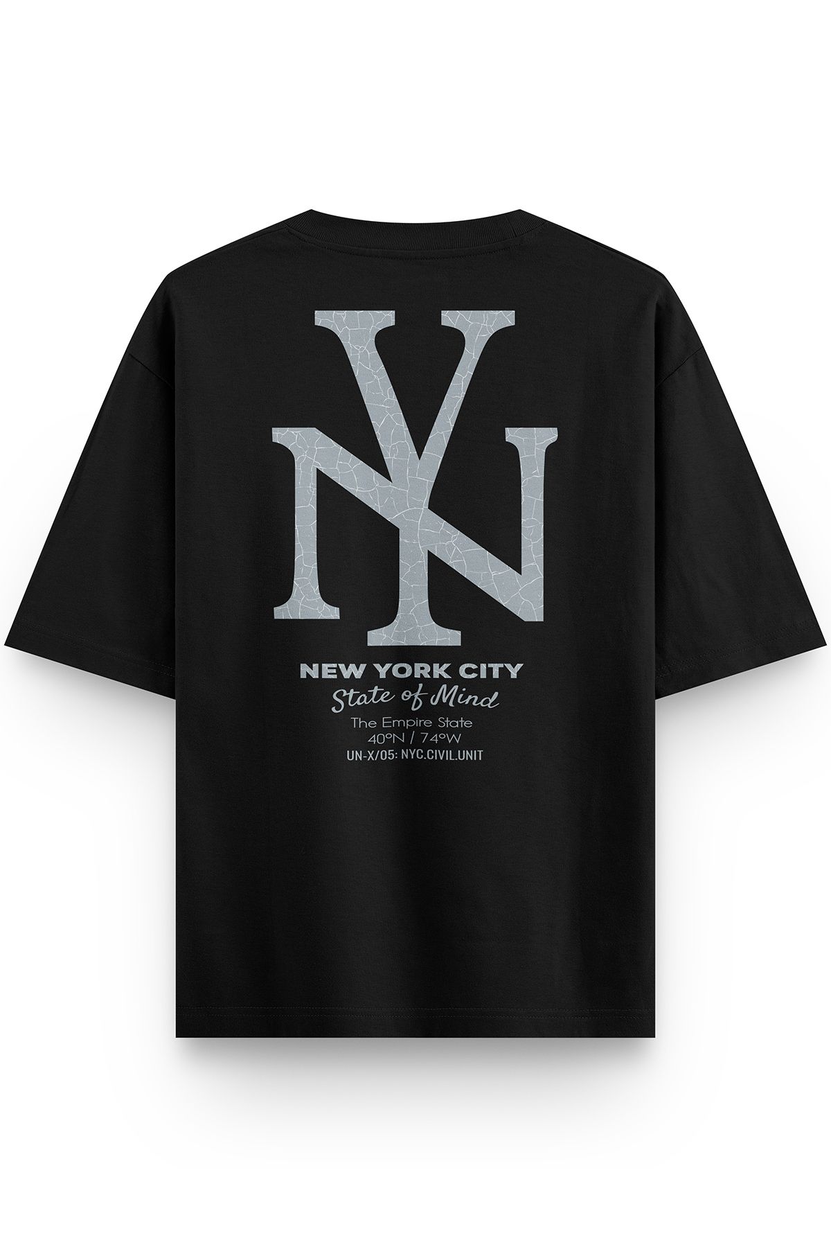 Overoz Siyah Yarı Oversize Tshirt New York City Yazılı Baskılı Oversize Yazılı Unisex Tişört 1384