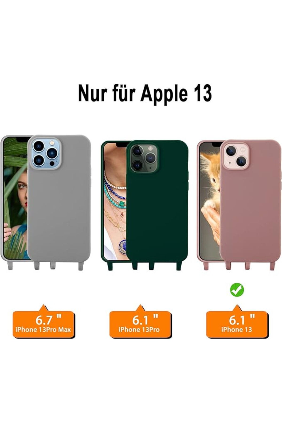 Karll-Set husă cu cablu și 2 folii de protecție din sticlă pentru iPhone 13, silicon/textil, gri, 6,1 inci 2