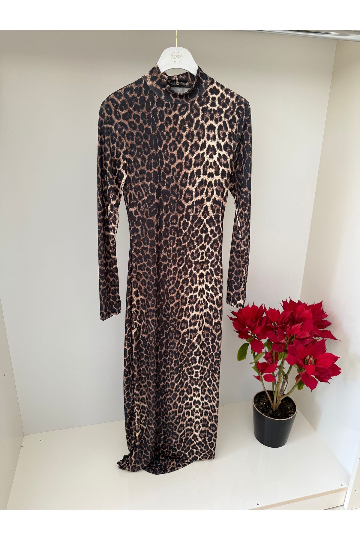 Kinzi KİNZİ Dik Yaka Leopar Elbise