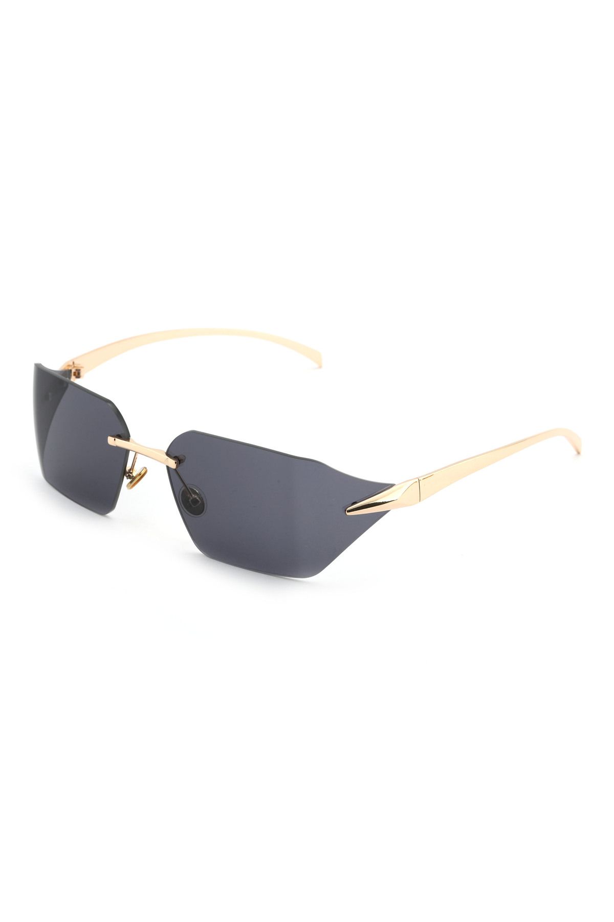 Angel Eyes Geometrik Tasarım Gold Siyah Yekpare Cam Kadın Güneş Gözlüğü CE BELGELLİ UV400 KORUMALI