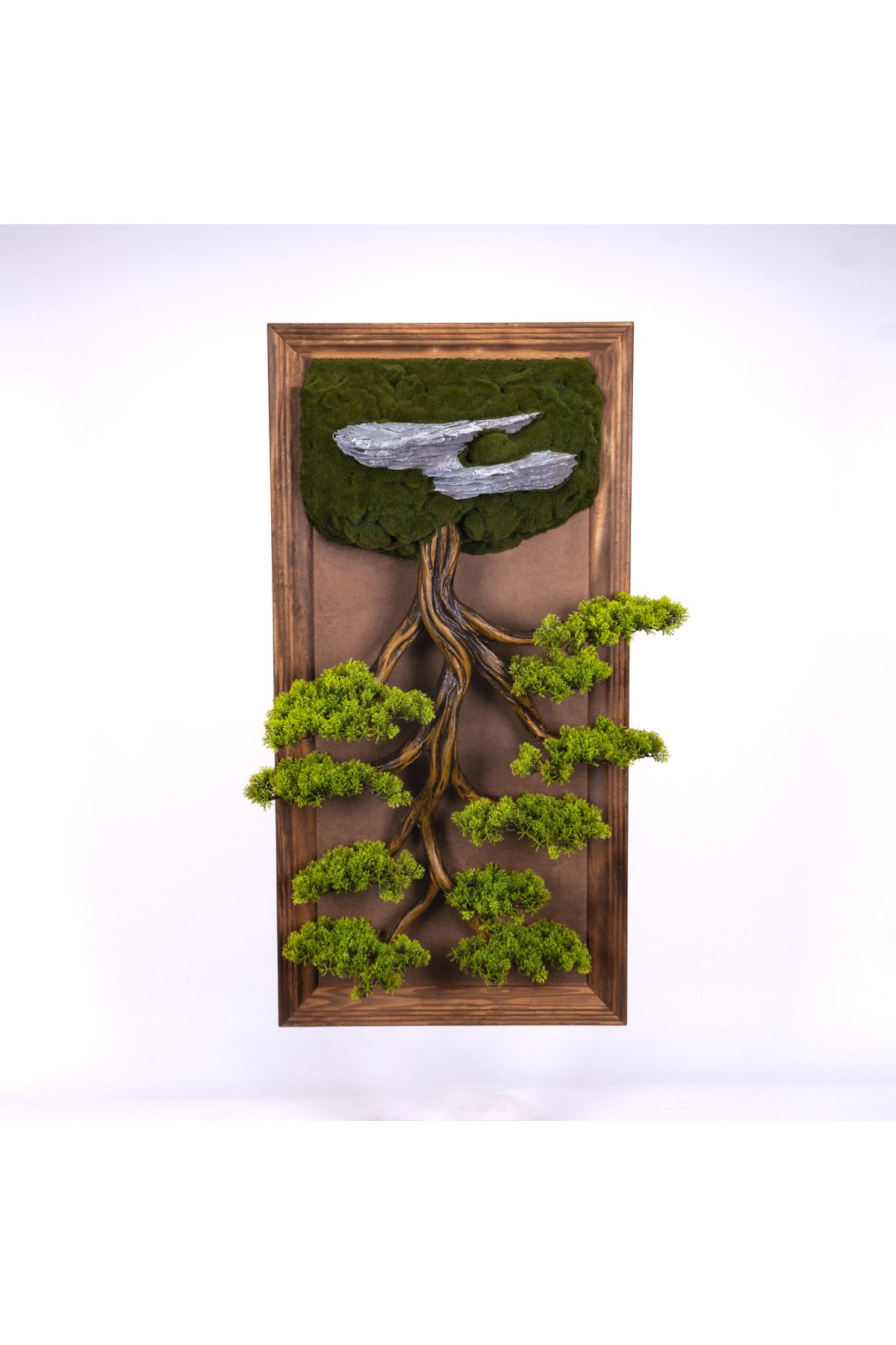 Omnia Concept Bonsai Tableau Magnus-6T - Masif Ahşap Çerçeveli 3 Boyutlu Yapay Ağaç Tablosu 50x100 cm