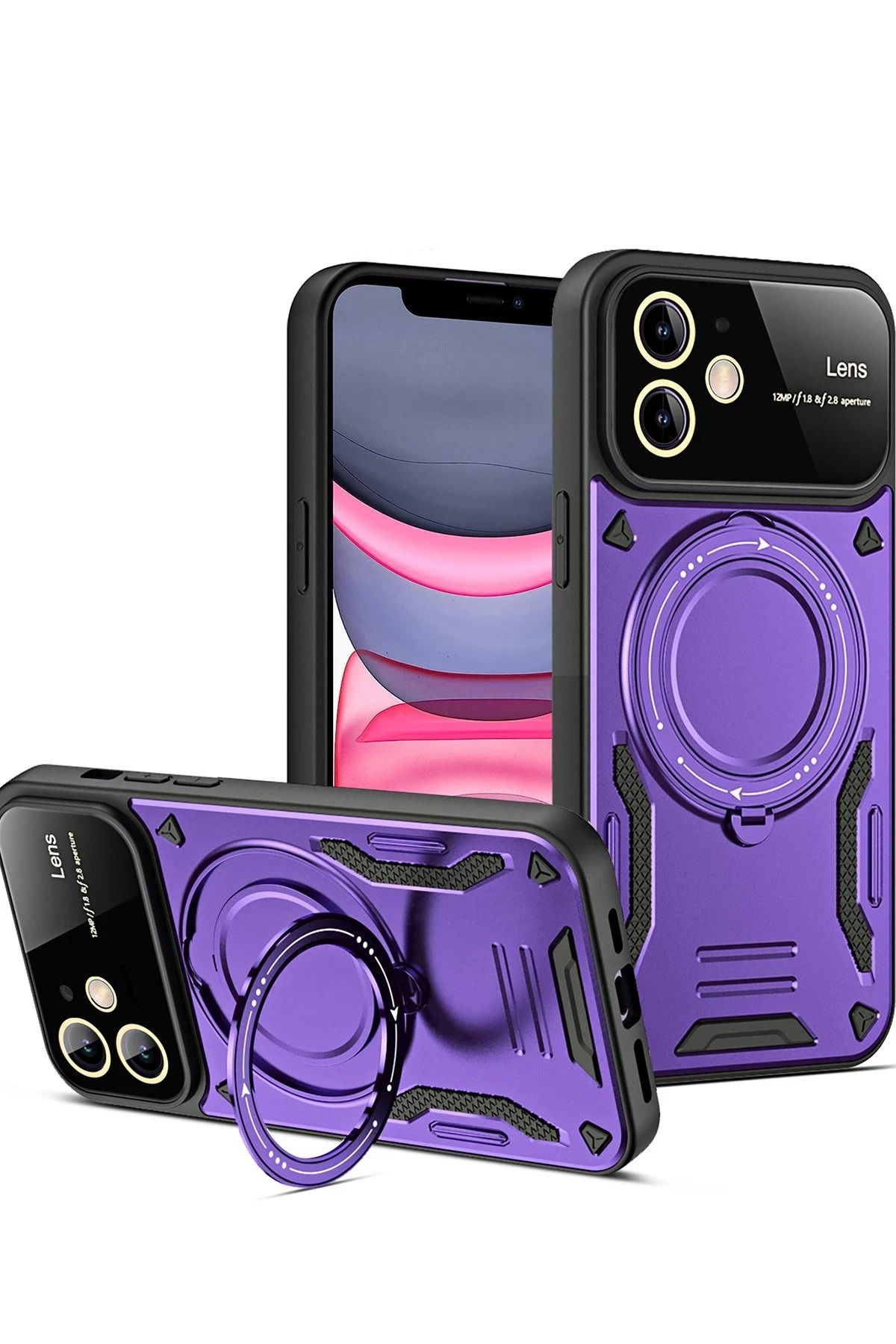 NewFace iPhone 11 Kılıf Joy Lens Standlı Kapak - Mor JOJUA