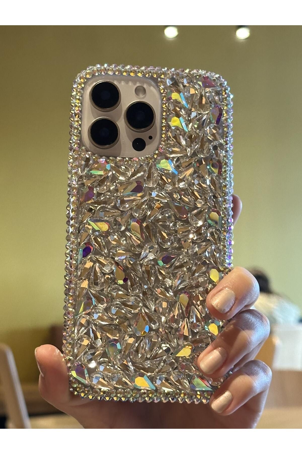 Paladyum Case iPhone 16 Pro Uyumlu Lüks Hologram Kristal Taşlı Kılıf