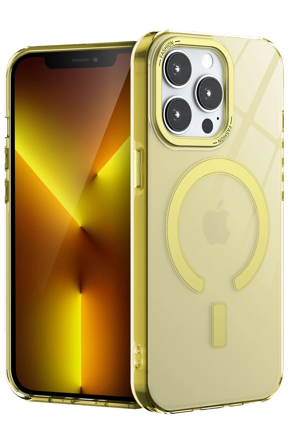 NewFace iPhone 15 Pro Max Kılıf Troy Magsafe Kapak - Sarı JOJUA