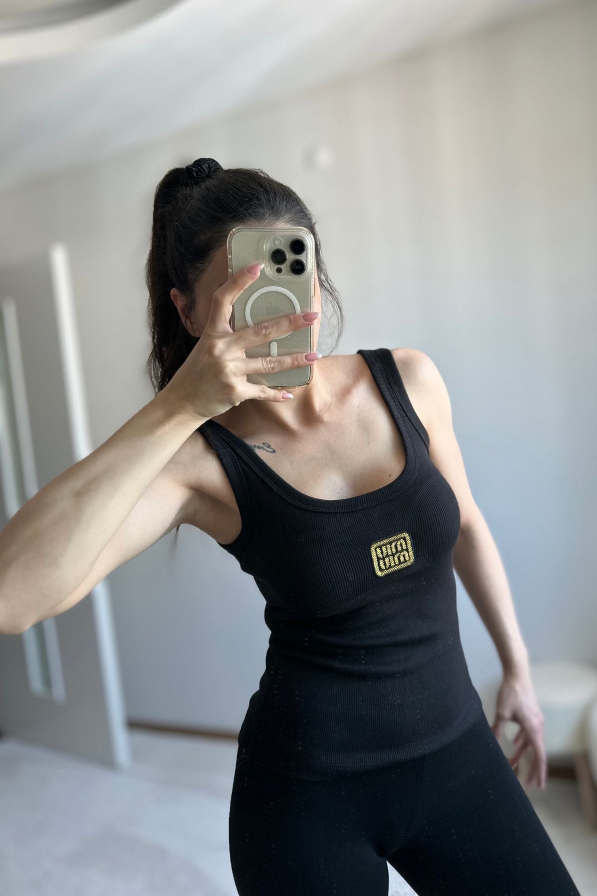 MoyStore Premiumm Siyah Baskı Dikişli Bluz