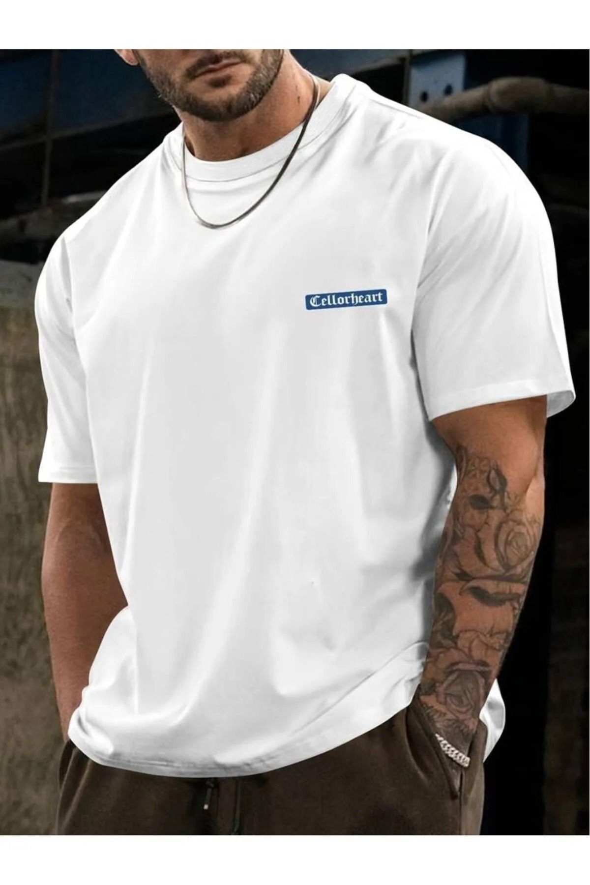 PAVRO Unisex Tshrt Pavro rahat kesim celleh baskılı tshrt