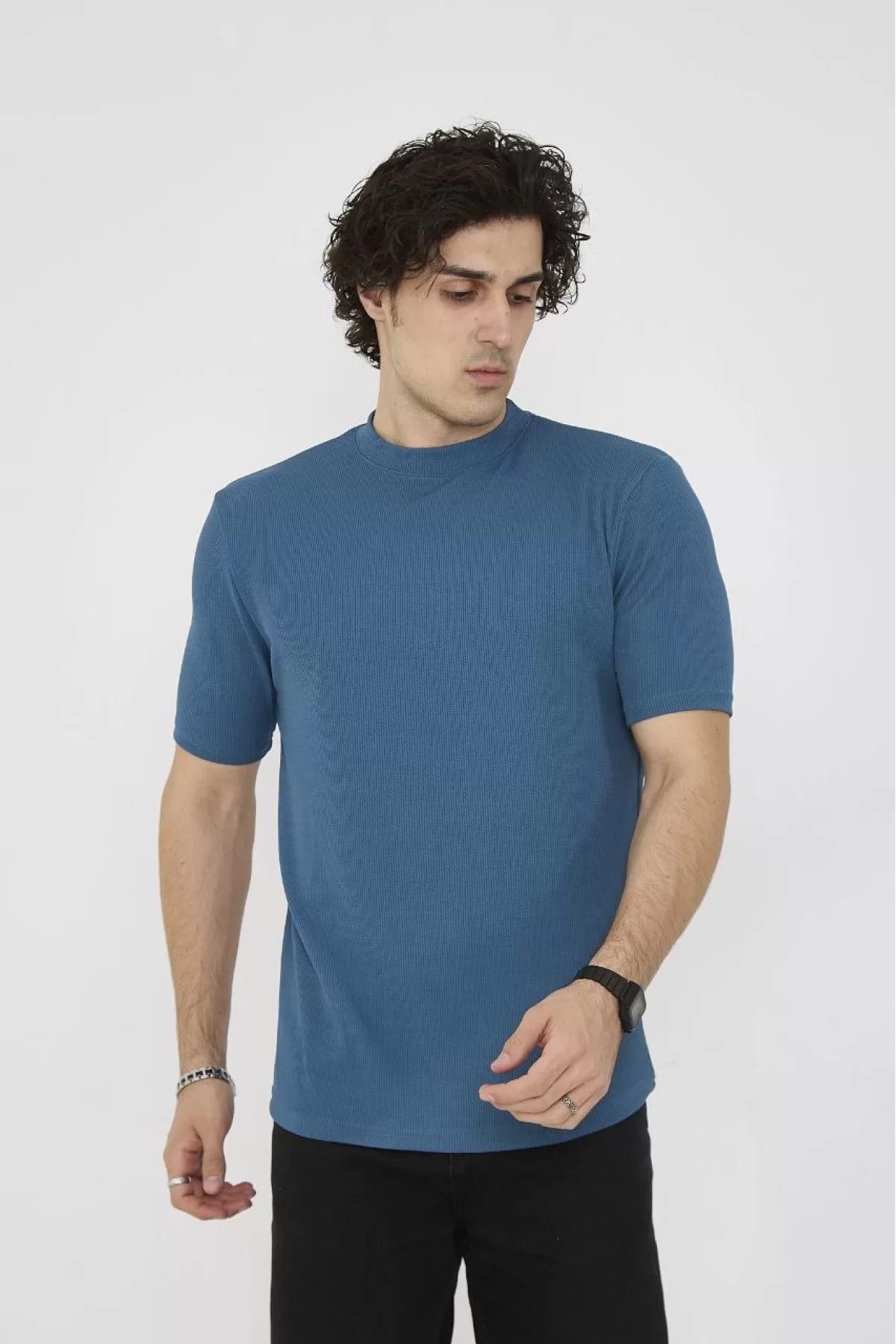 İndigo Park Erkek tişört Likralı Slim Fit Unisex Bisiklet Yaka Tişört Esnek ve Şık Erkek Tişört Modelleri