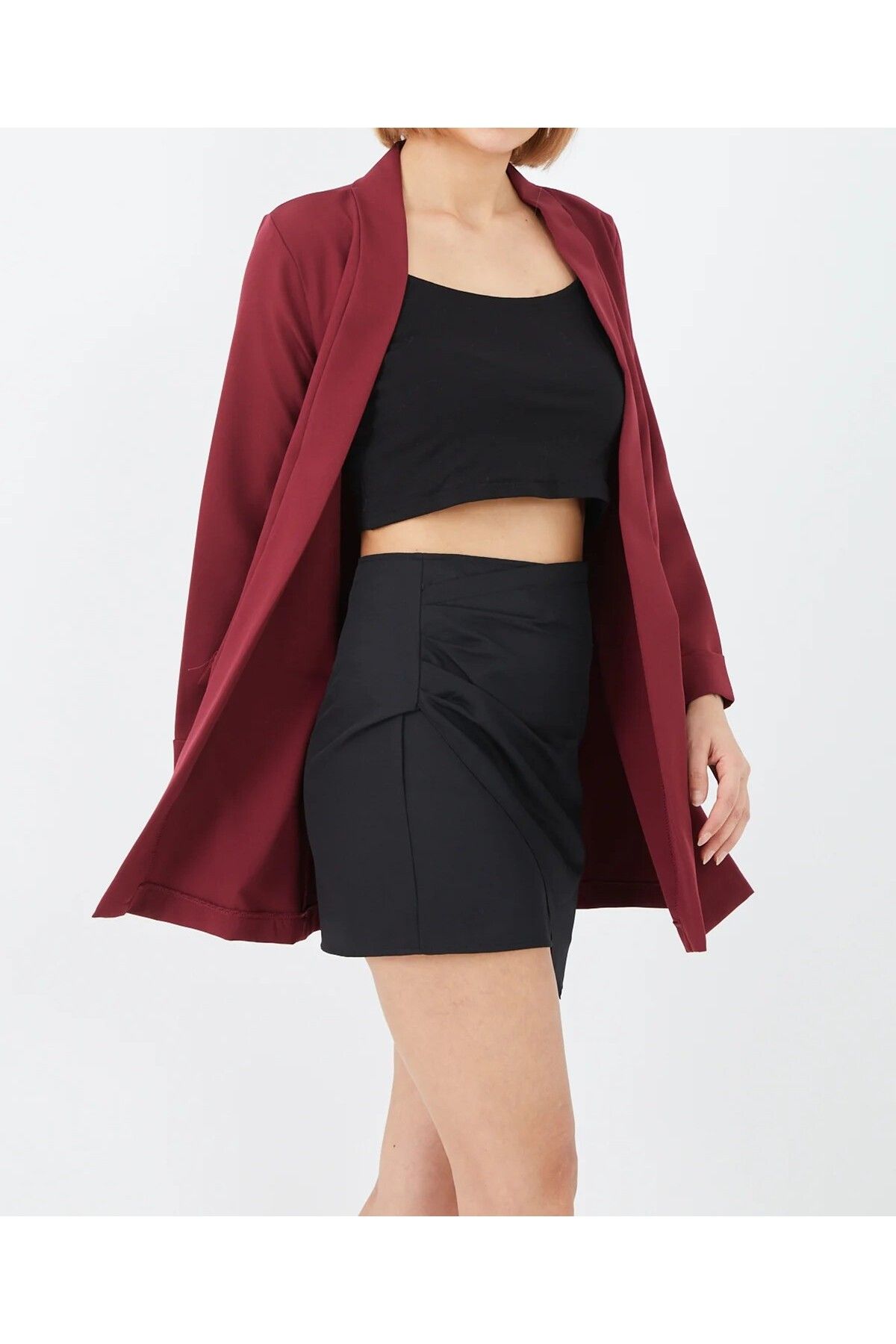 Butik Şal Yaka Bordo Ceket