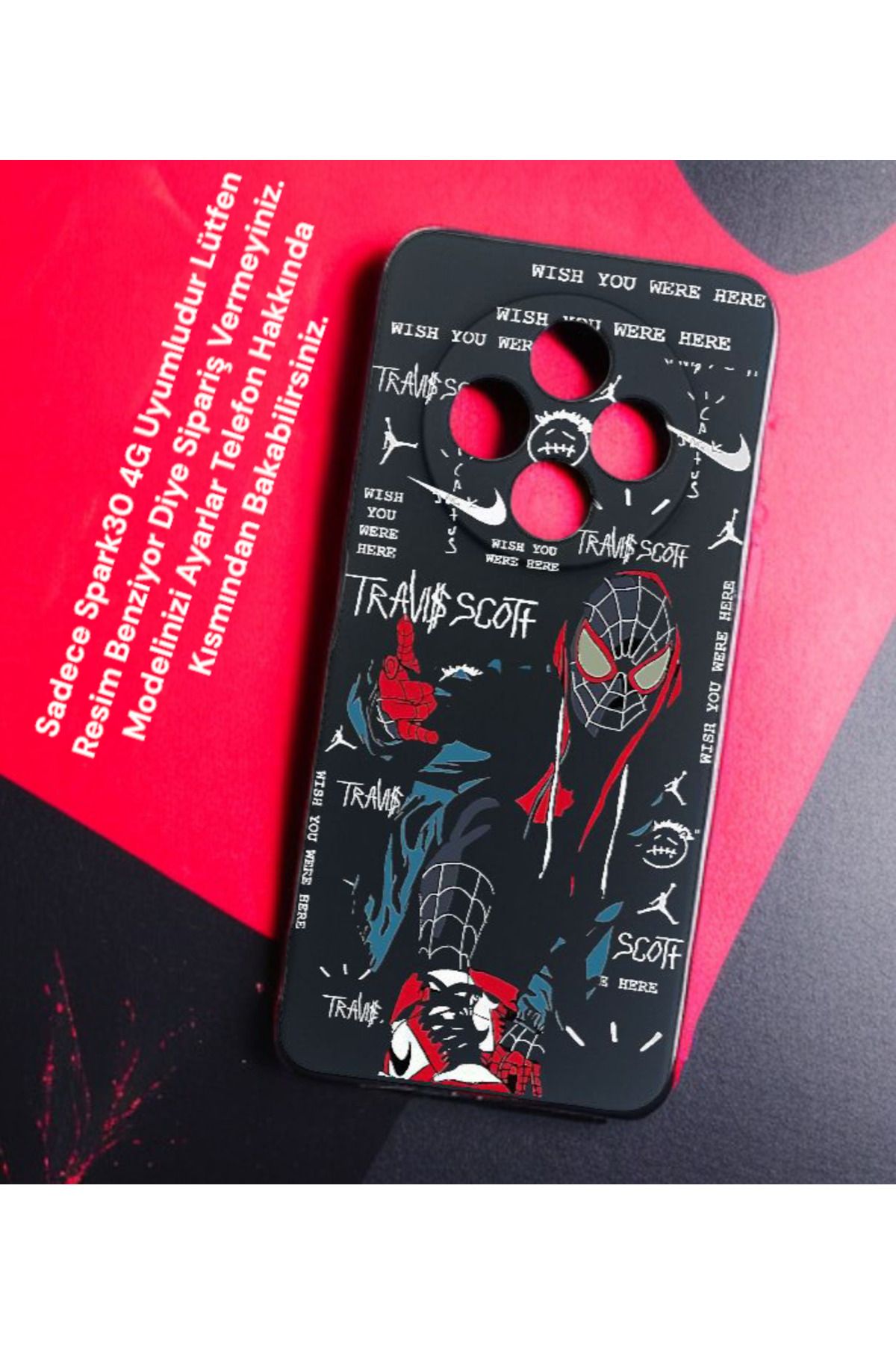Kılıforyum Tecno Spark 30 4G Kılıf İçi Kadife Baskılı Kılıf "Sadece Spark30" Uyumludur