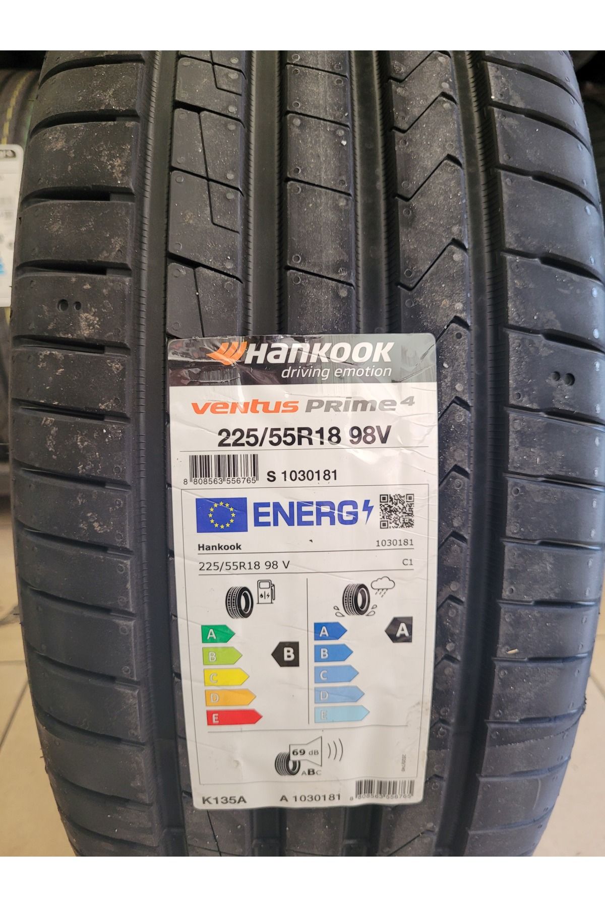 Hankook 225/55r18 VENTUS PRİME 4 K135 98V Set Olarak (4 ADET) A seri 69db 2025 Üretim*