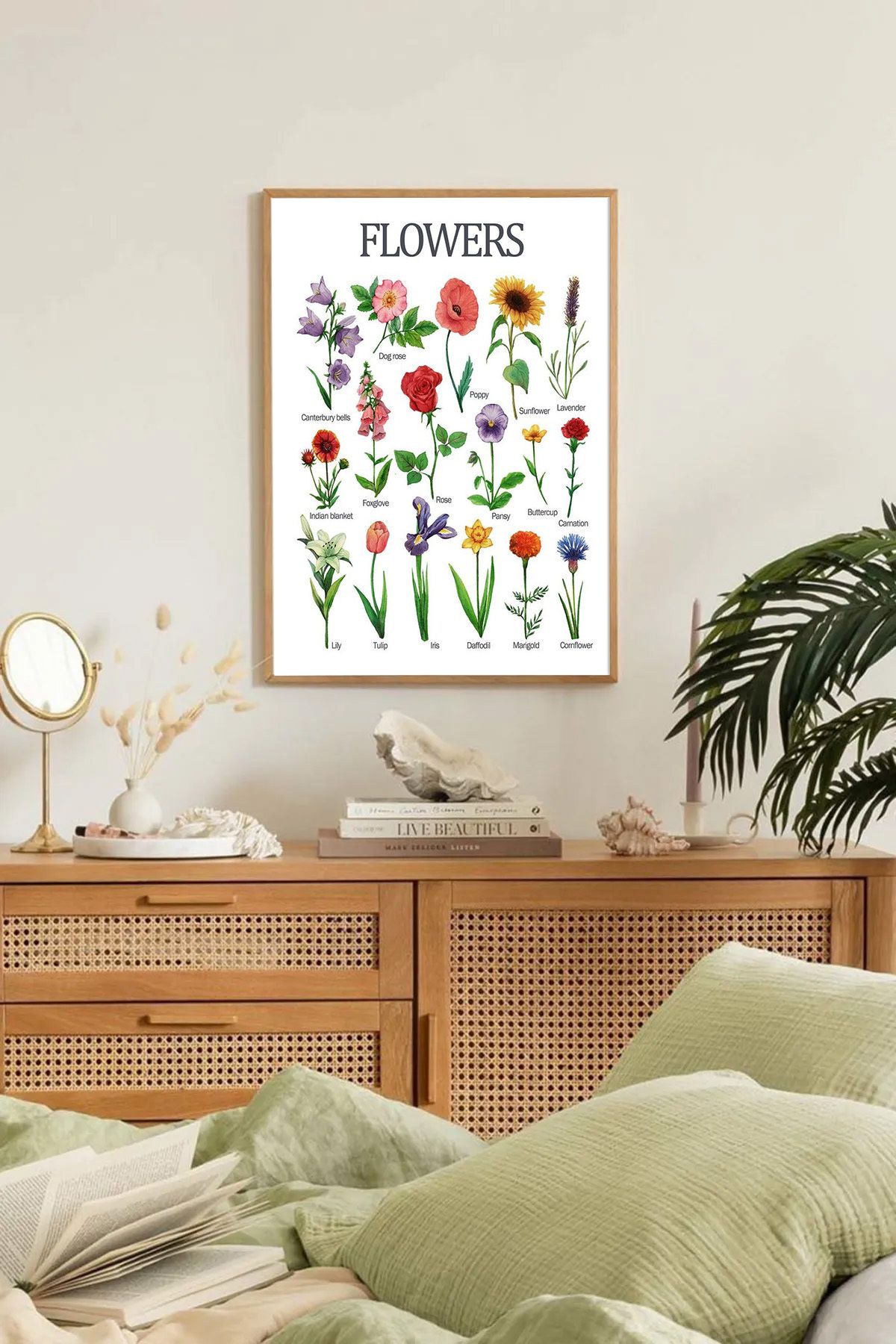 Dekorsiahome Tek Parça Ahşap Çerçeveli Oturma Odası Salon Mutfak Tablo TK0289