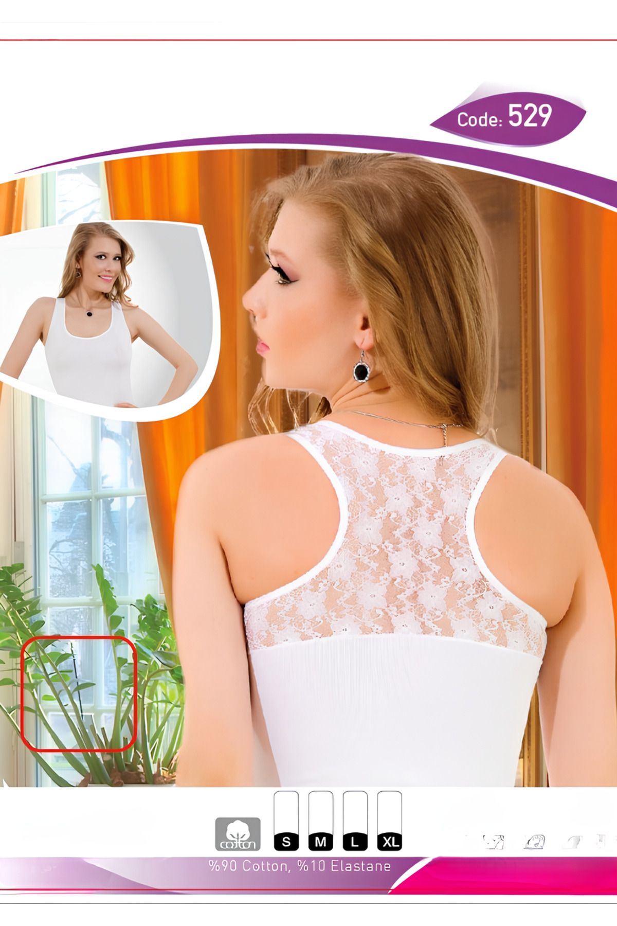 NETLY Kadın Sporcu Dantelli Atlet- %90 pamuk